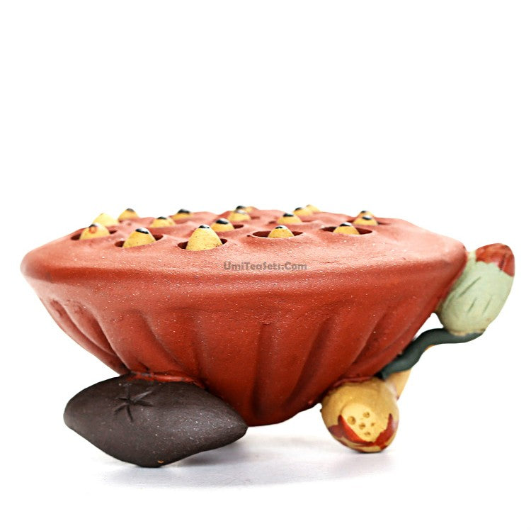 Yixing Clay Lotus Seedpod Tea Pet - Handmade Ceramic Water Spray Figurine for Tea Ceremony & Zen Decor | Perfect Gift for Tea Lovers & Home Office Decor