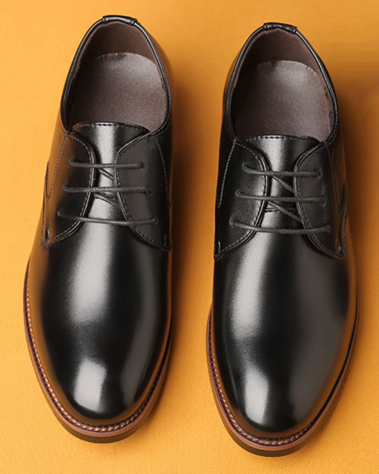 Premium Men's Leather Oxford Dress Shoes - Classic Brogue Lace-Up Formal Business Derby Shoes for Office, Wedding & Special Occasions