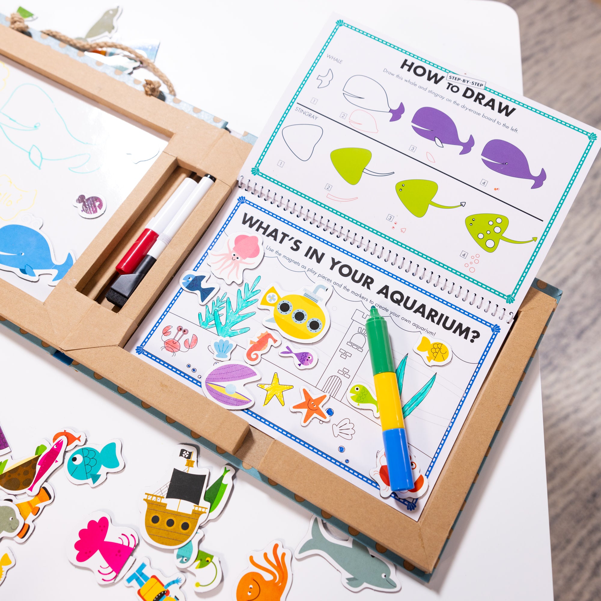 Natural Play: Reusable Drawing & Magnet Kit for Kids – Ocean Themed Creative Play, Drawing & Learning Activities | Perfect for Home, Classroom & Travel