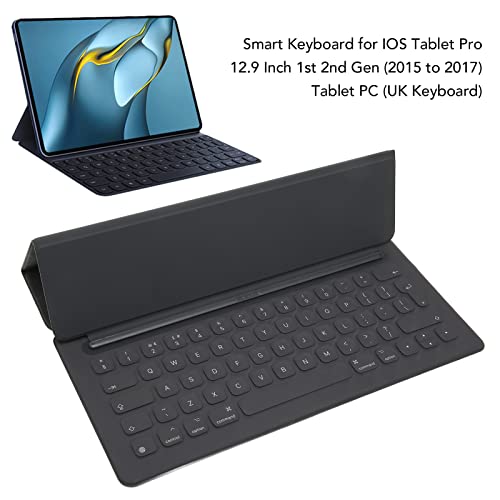 Foldable 64-Key Full Size Smart Keyboard for iPad Pro 12.9 Inch (1st & 2nd Gen 2015-2017) - UK Version | Portable Bluetooth Keyboard for Typing, Gaming & Office Work