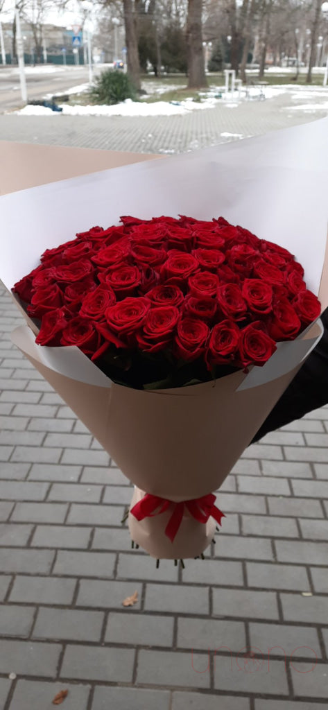 Burning Love Bouquet - Romantic Red Roses Floral Arrangement for Valentine's Day, Anniversary & Wedding Decor