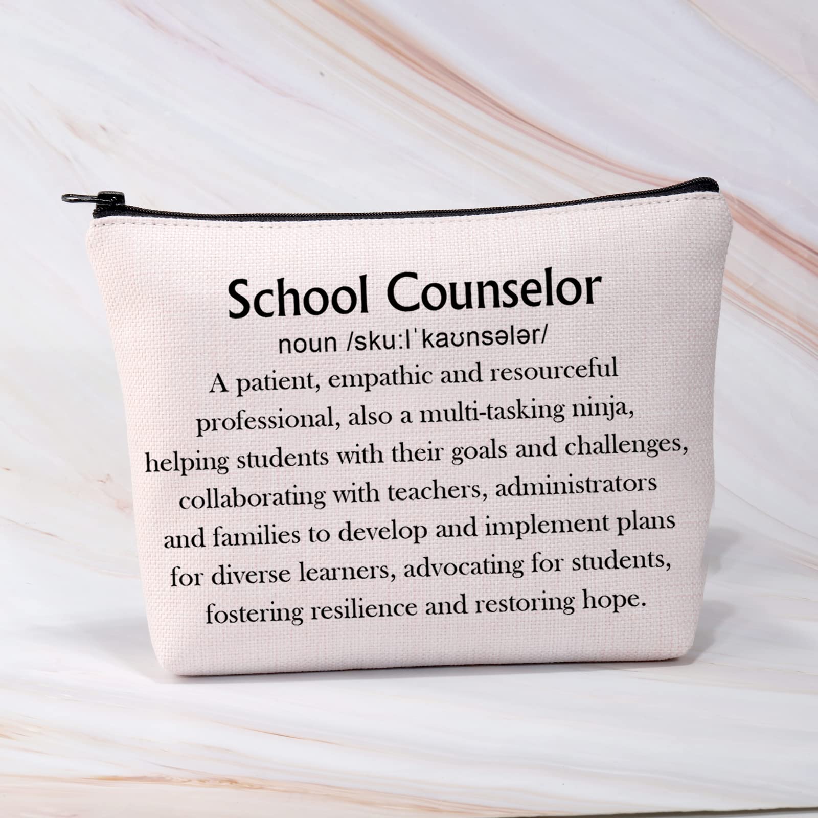 BDPWSS School Counselor Makeup Bag - Inspirational Appreciation Gift for Guidance Counselors, Motivational Travel Pouch with Definition - Perfect for Teacher Appreciation Week, Graduation Gifts & Daily Organization