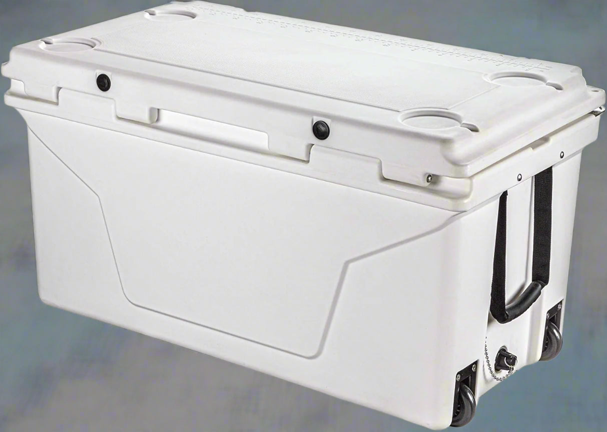 110 QT Heavy Duty Wheeled Ice Chest Cooler - 10-Day Extreme Cold Retention Rolling Cooler for Camping, Beach, Tailgating & Outdoor Adventures (Model 818435)