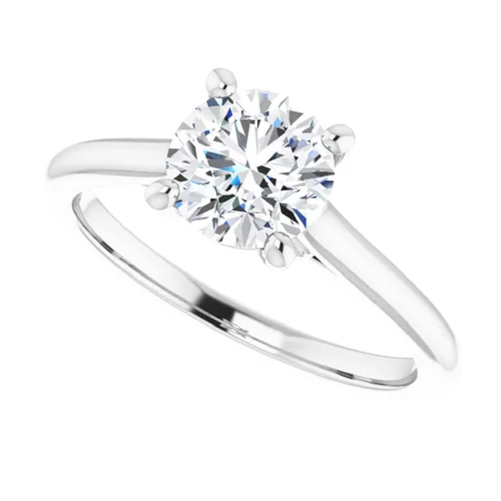 10K Solid White Gold Handmade Engagement Ring - 1 CT Round Cut Moissanite Diamond Solitaire Wedding Band for Women - Perfect for Proposals, Anniversaries & Bridal Jewelry Gifts