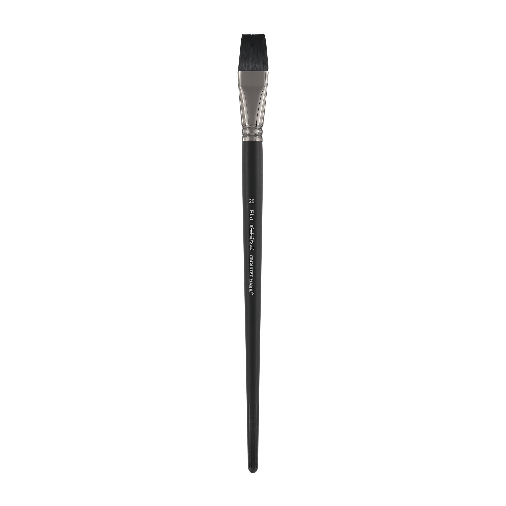 Premium Black Swan Synthetic Red Sable Flat Paint Brush - Size #22 - Professional Artist Brush for Oil, Acrylic & Heavy Body Media - Long Handle for Comfort - Perfect for Canvas Painting, Wall Art & DIY Projects