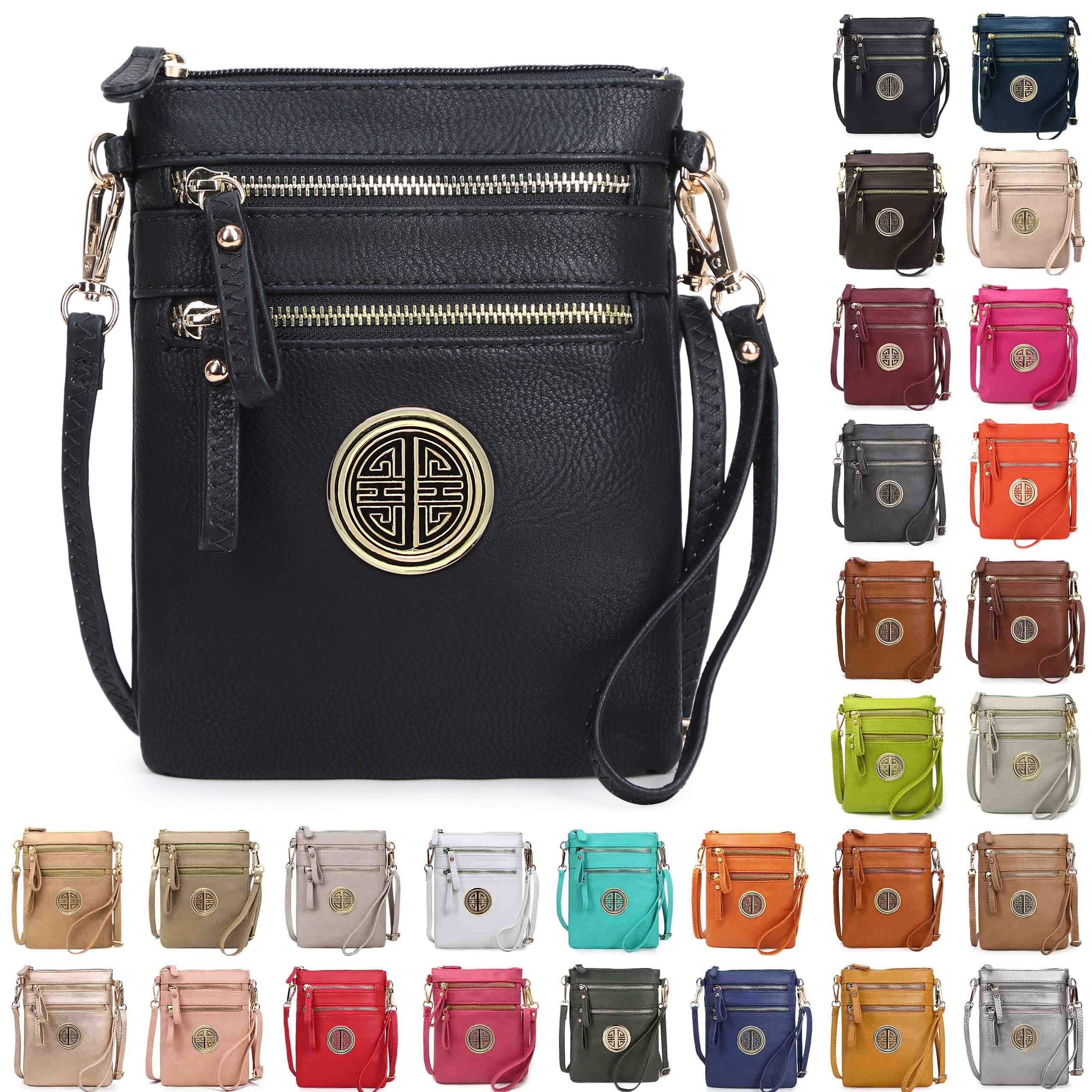 Solene Multi Zipper Pockets Crossbody Bag - Lightweight Travel Purse with Logo | Stylish Messenger Bag for Women | Perfect for Daily Use, Shopping & Travel Accessories