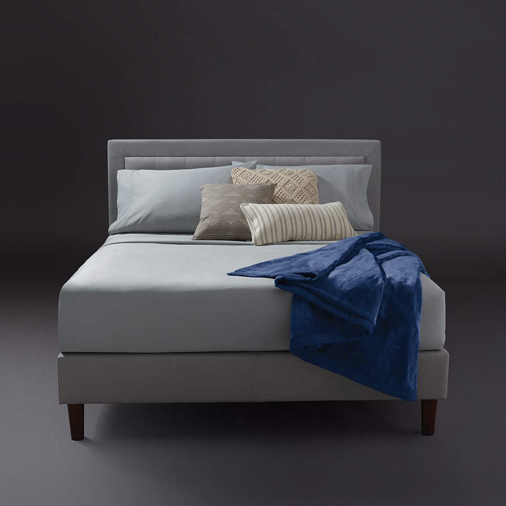 Sunbeam King Premium Soft Electric Heated Blanket - Velveteen Plush with 20 Heat Settings & Dual Controls (Blue) | Perfect for Winter Nights, Bedroom Comfort & Cold Weather Relaxation