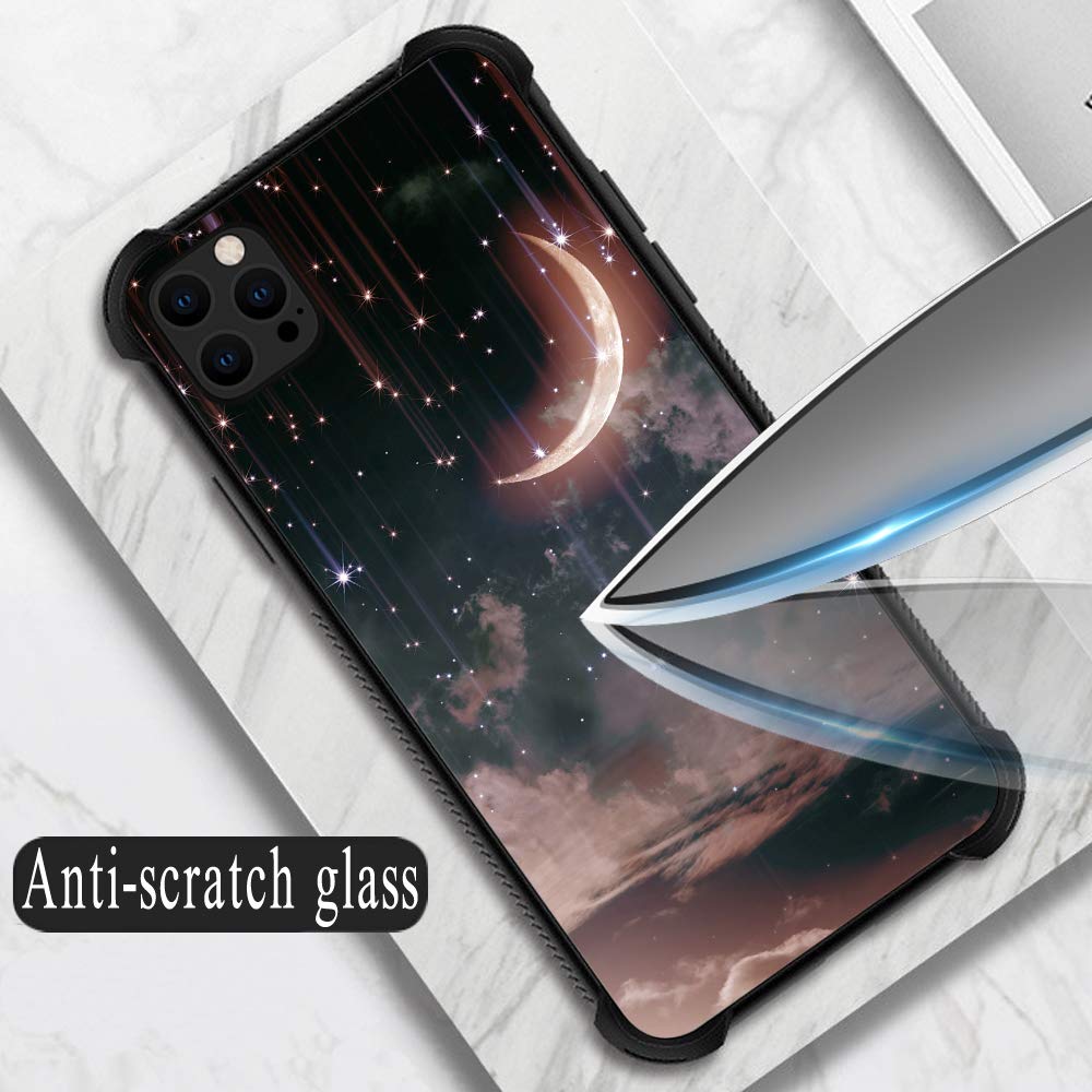 Shockproof iPhone 12 Pro Max Case - Soft TPU Bumper with Reinforced Corners, Non-Slip Grip, Protective Cover for Women (Crescent Nebula Design) - Perfect for Daily Use, Work & Outdoor Activities
