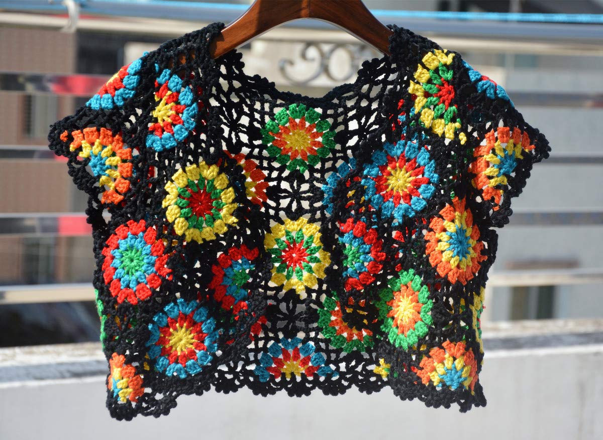 Crochet Bolero Shrug Jacket for Women - Floral Lace Short Sleeve Crop Top | Summer Beach Cover Up, Boho Festival Outfit, Casual Streetwear