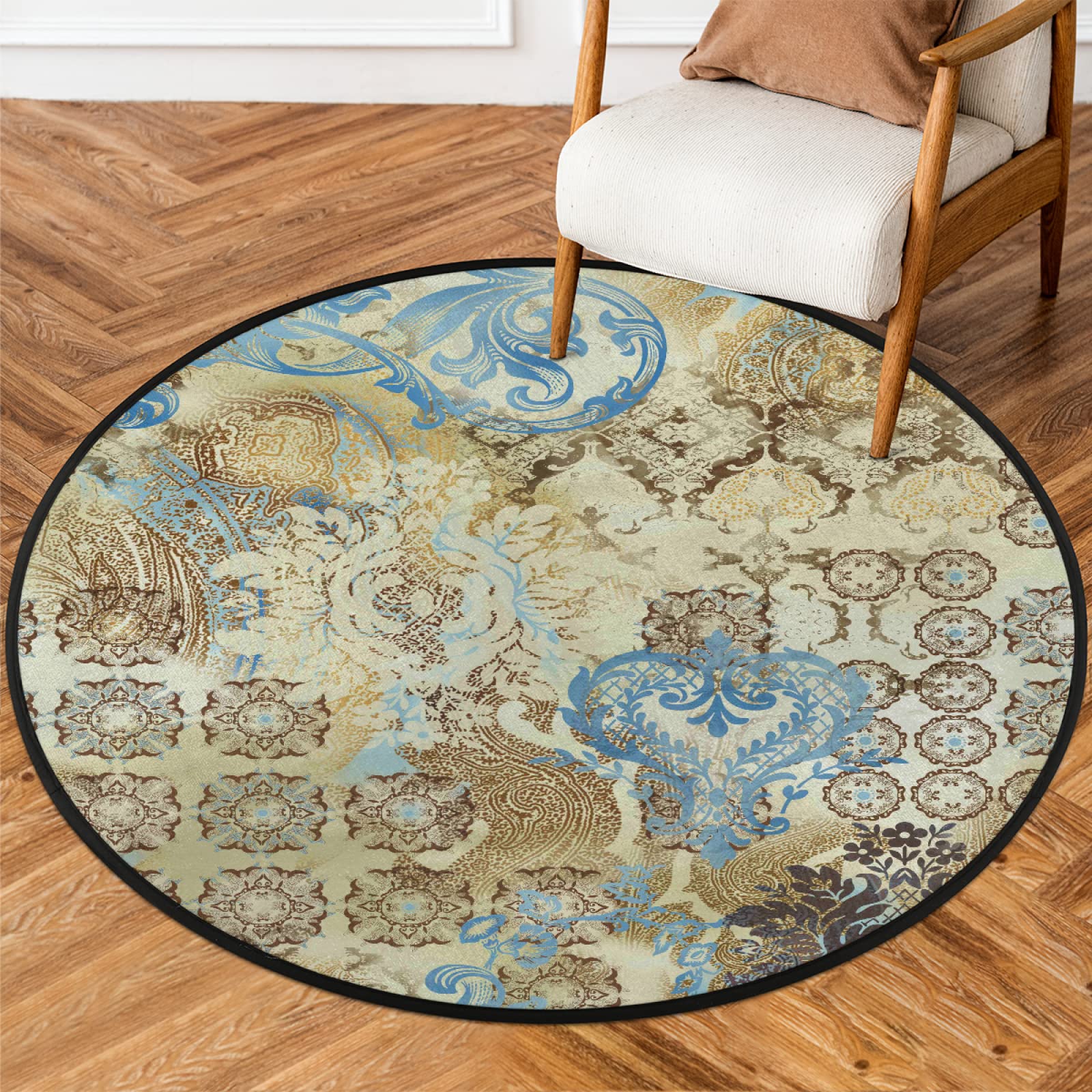 Bohemian Abstract National Geometric Patterns Round Rug 5'4