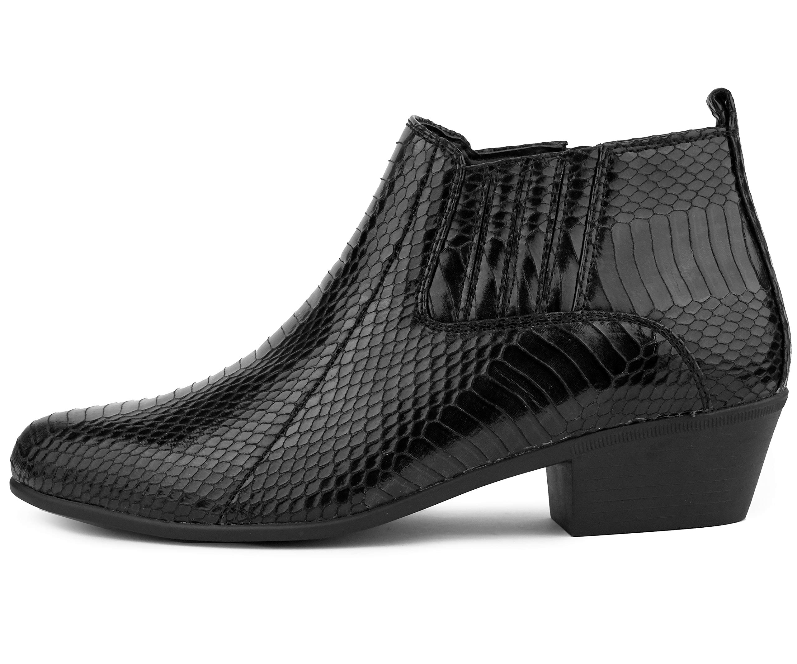 Bolano Adder Men's Fashion Boots - Realistic Snake Print Dress Ankle Boots with Easy Zipper Slip-On Design | Perfect for Office Wear, Night Out & Casual Style