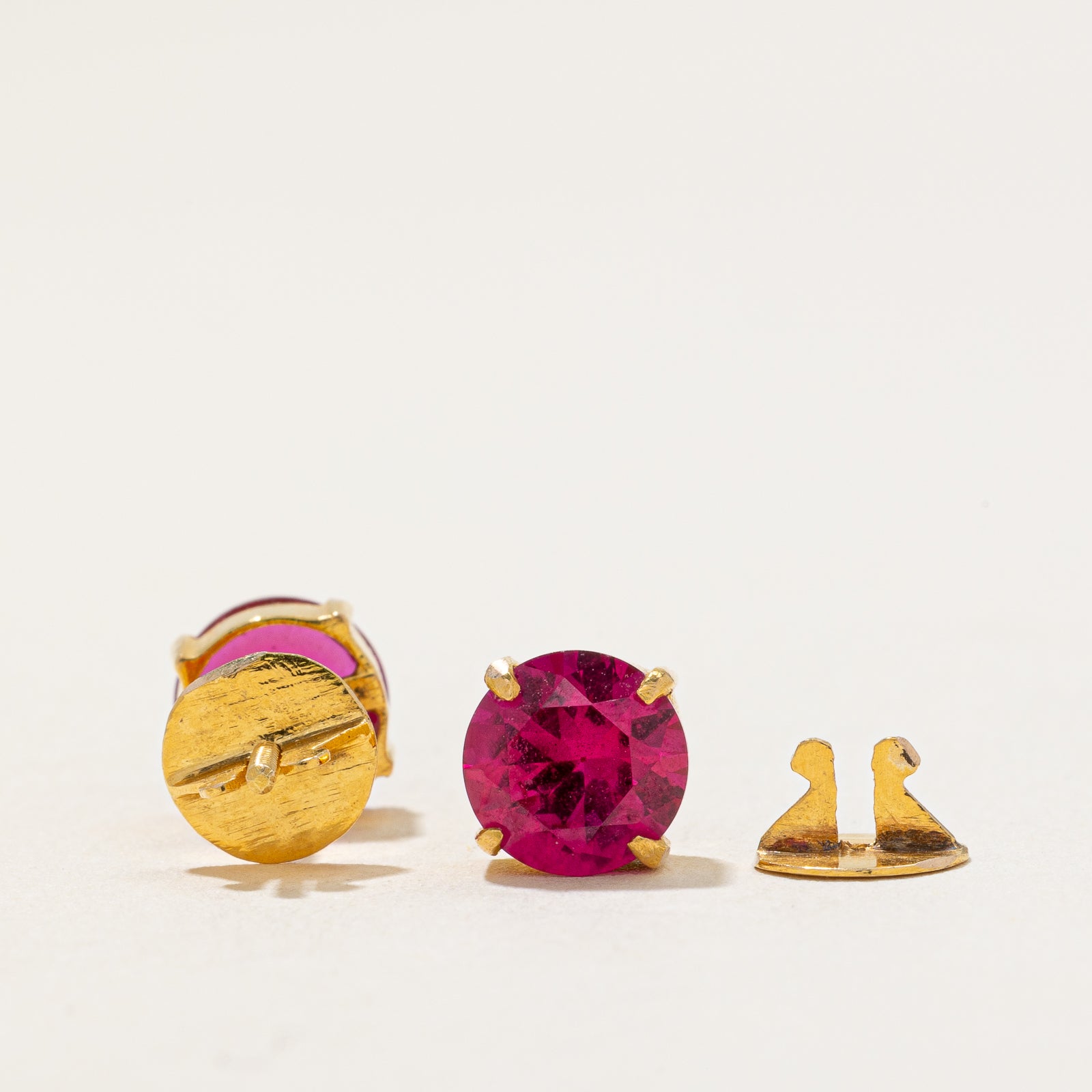 Solitaire Synthetic Ruby Stud Earrings for Women | 2.50ctw Round Cut Red Gemstone Earrings | Perfect for Valentine's Day, Anniversary & Birthday Gifts