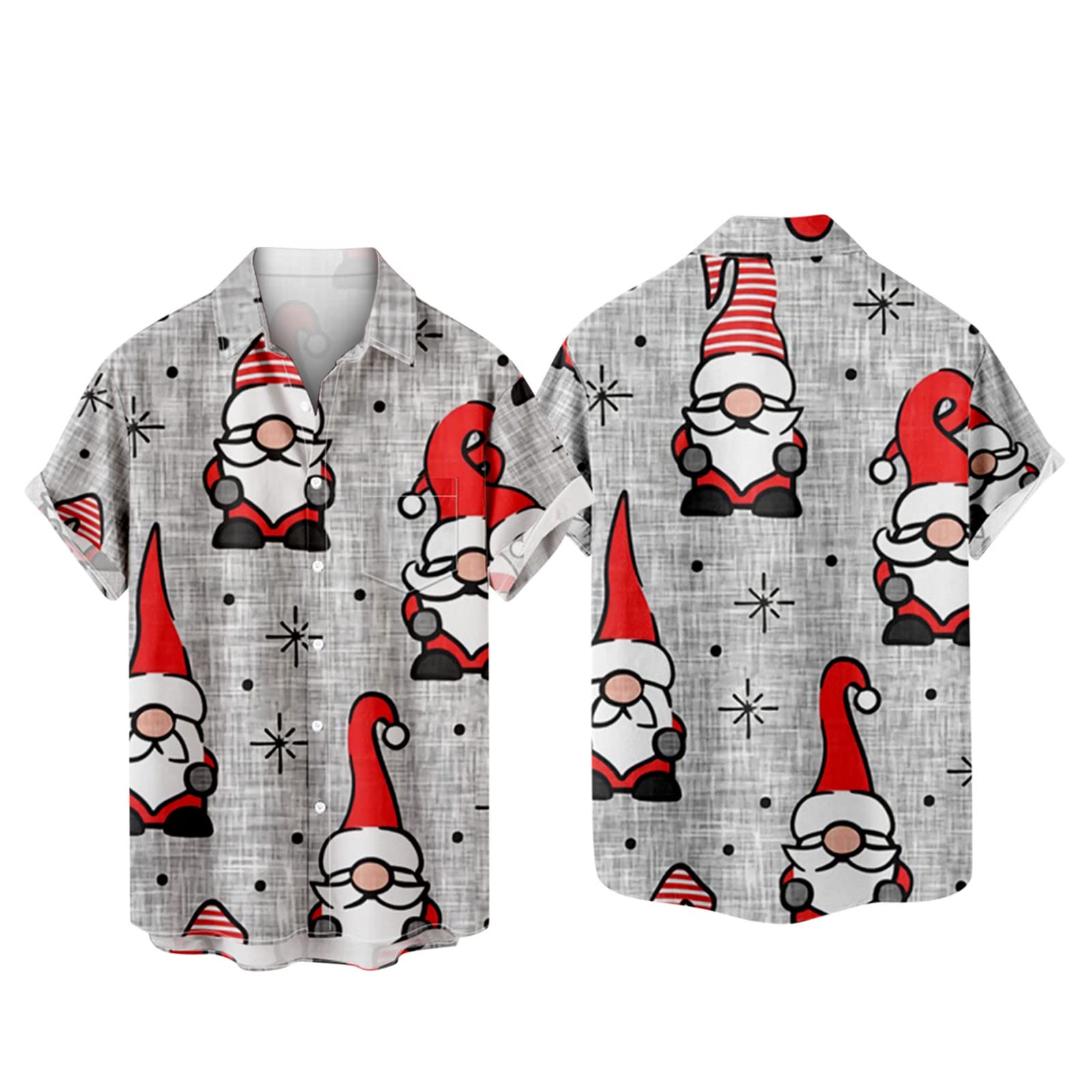 3D Christmas Tree Santa Hawaiian Shirts for Men - Novelty Xmas Graphic Button Down Short Sleeve Bowling Shirts - Perfect for Holiday Parties, Family Gatherings & Festive Outfits