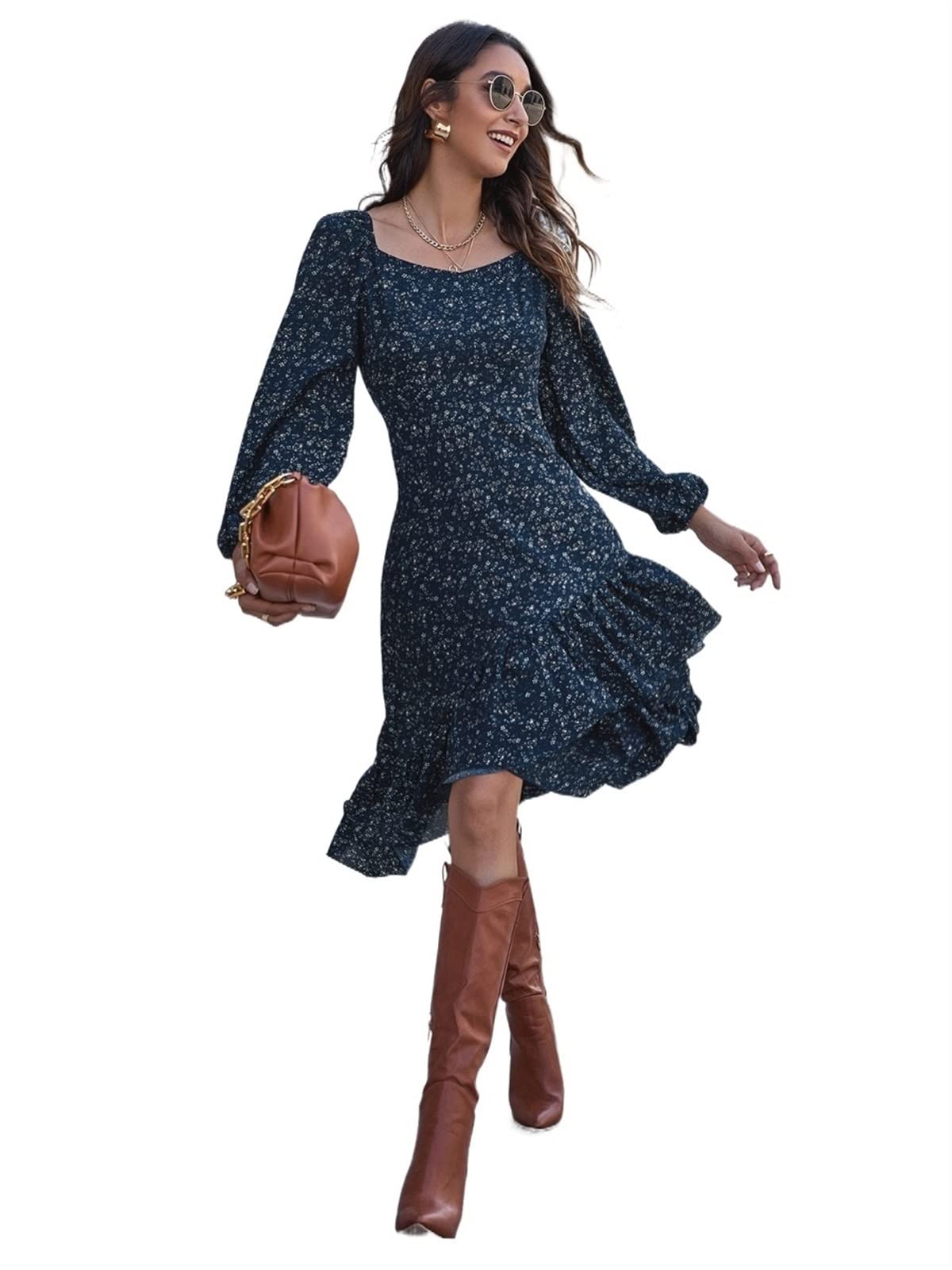 2022 Women's Floral Sweetheart Ruffle Asymmetrical Hem Short Dress - Sexy Summer Mini Dress for Beach, Party & Date Night