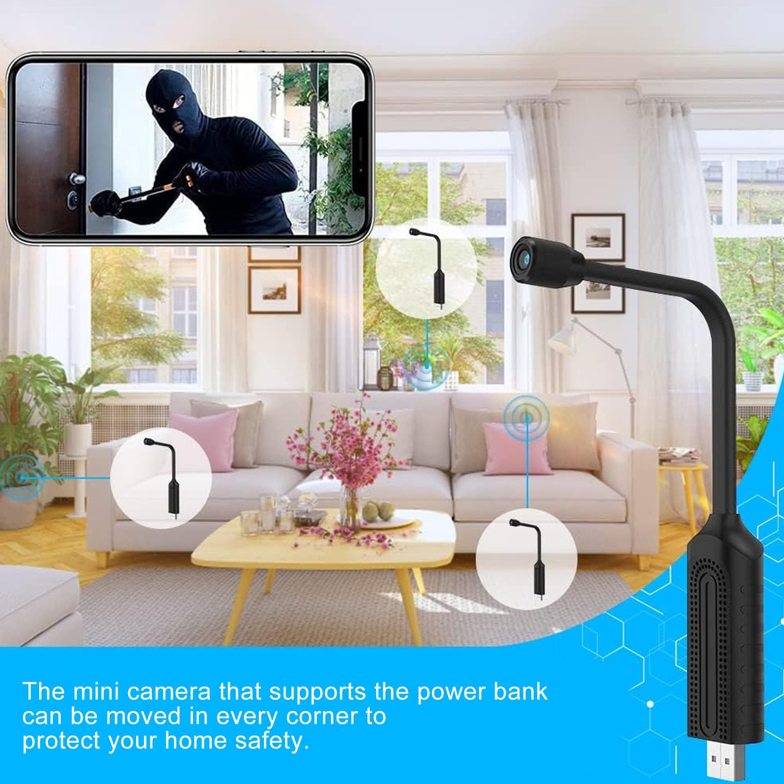 Spy Camera WiFi Hidden Camera - Wireless Mini Security Camera 1080p HD with Night Vision & Motion Detection - USB Plug Nanny Cam for Home, Pet & Office Surveillance - Indoor Monitoring Solution
