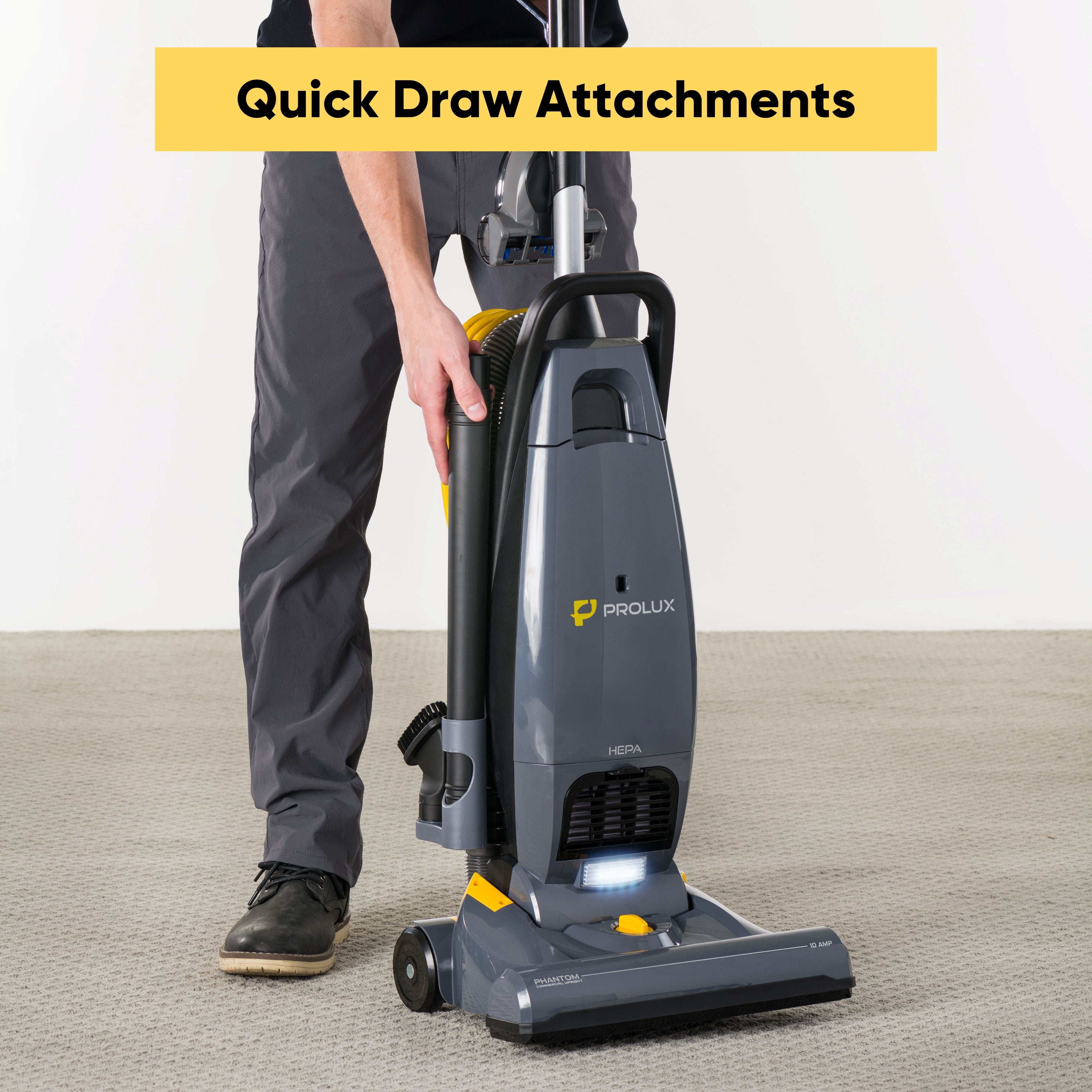 Prolux Phantom Commercial Bagged Upright Vacuum with Sealed HEPA Filtration - Powerful Pet Hair Cleaner for Professional & Home Use | Ideal for Carpets, Hard Floors & Pet Owners