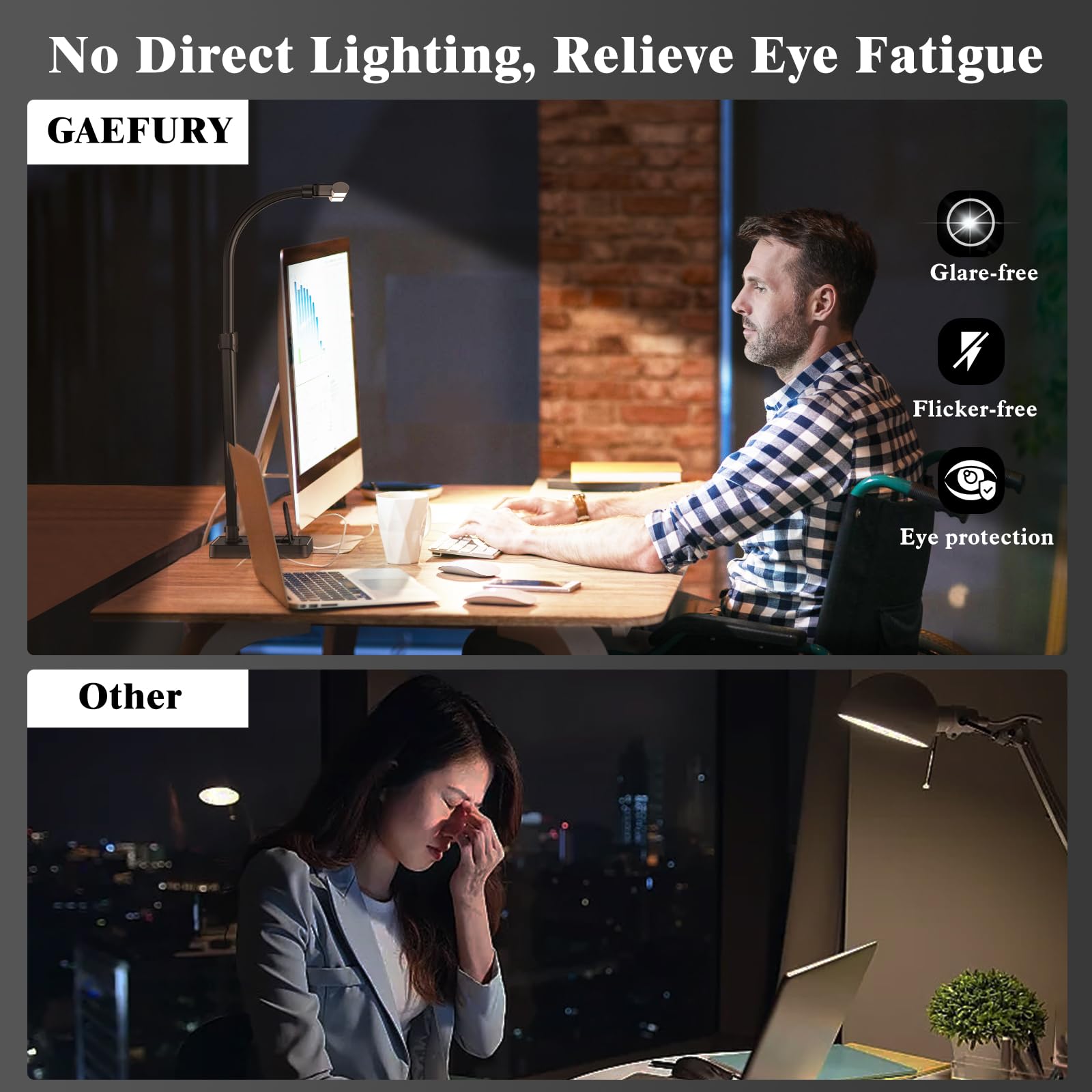 LED Desk Lamp with Phone Holder - 24W Eye-Caring Light for Home Office & Study