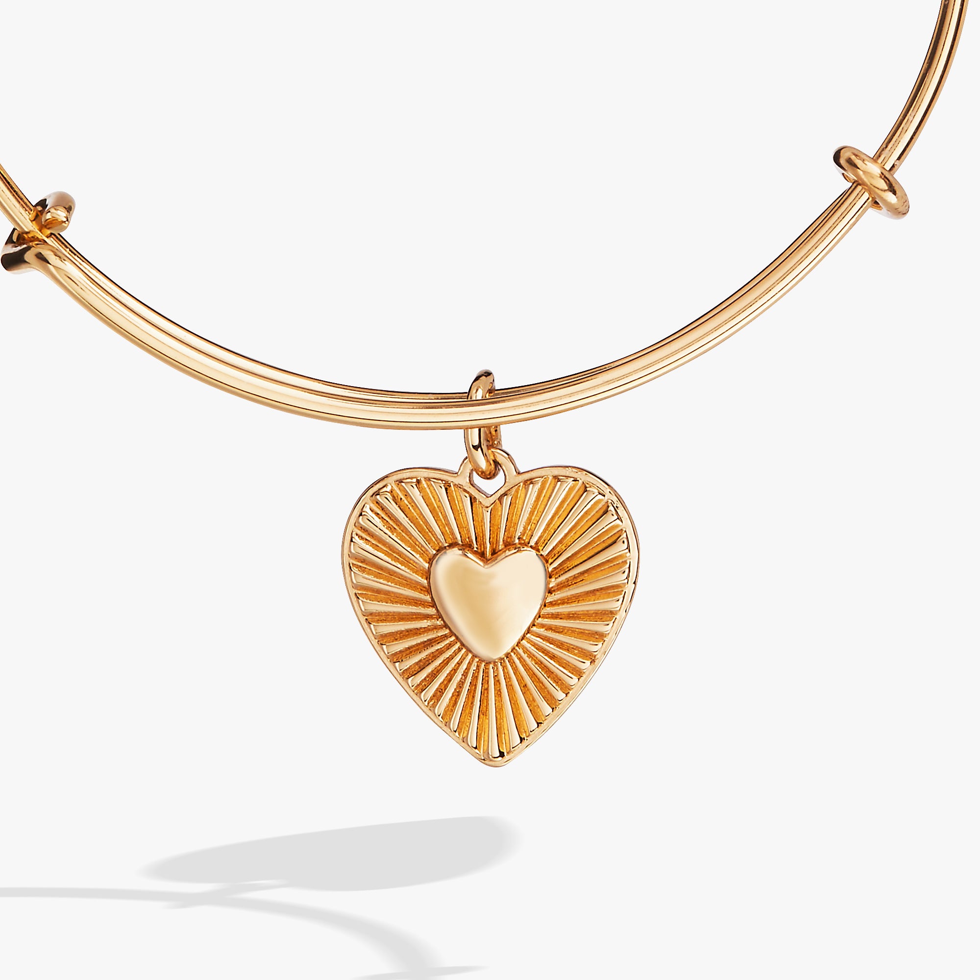 Heartburst Charm Bangle Bracelet for Women - Elegant Gold Plated Heart Pendant Jewelry Gift for Valentine's Day, Anniversary & Special Occasions