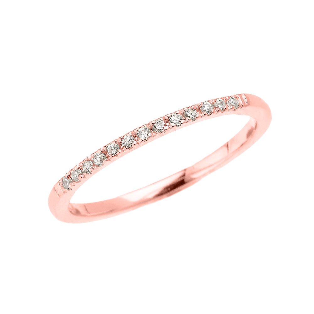 14K Rose Gold Dainty Diamond Stackable Ring for Women - Elegant Layering Wedding Band, Anniversary Gift for Her - Perfect for Everyday Wear & Special Occasions