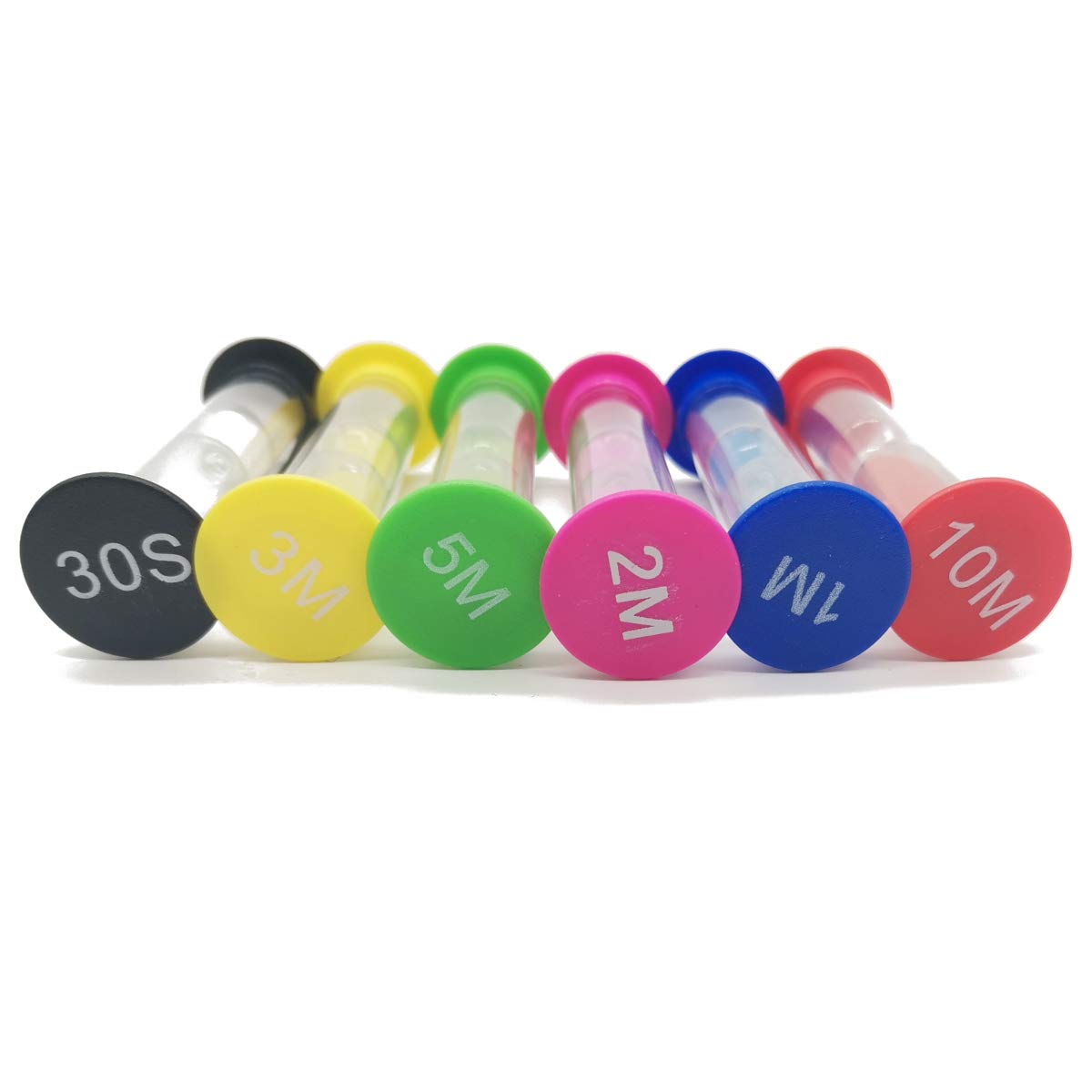 TIHOOD 24-Piece Multicolor Plastic Sand Timer Set - 30 Sec, 1 Min, 2 Min, 3 Min, 5 Min & 10 Min Hourglass for Kids & Adults - Perfect for Classroom, Kitchen, Games, Office & Time Management Activities