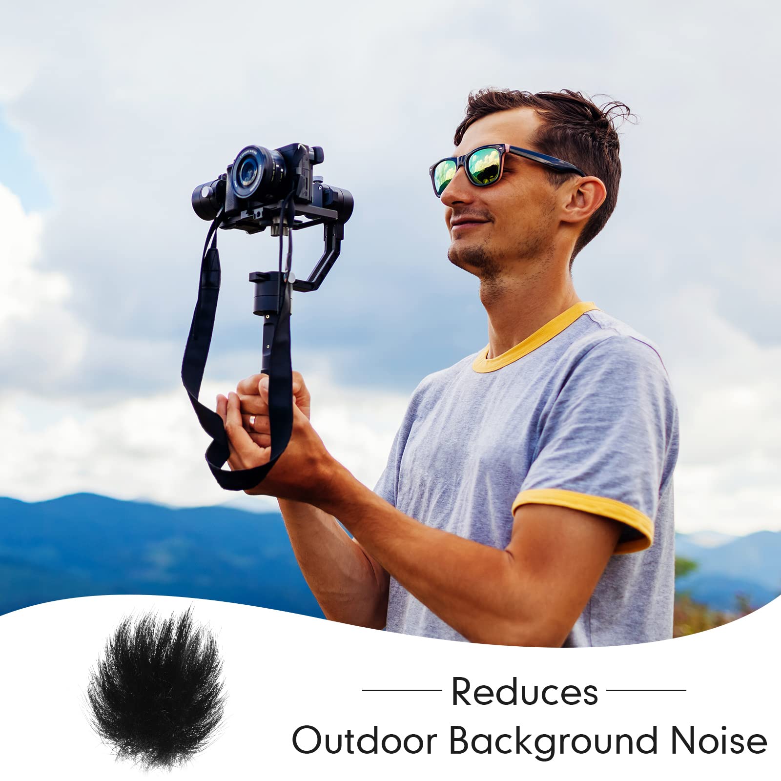 Nezyo 10-Piece Camera Mic Windscreen & 20-Piece Wind Muff Sticker Set - Black Foam Windshield for DSLR Microphones (0.24 x 0.24 Inch) - Reduce Wind Noise for Outdoor Photography, Vlogging, and Video Recording