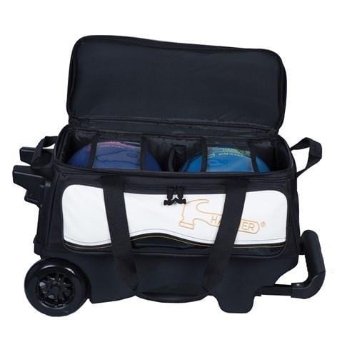 Hammer Vibe Double Roller Bowling Bag - Black/White - Perfect for League Play & Tournament Travel