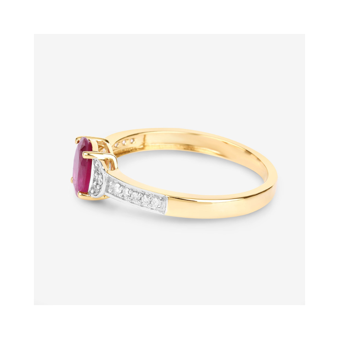 10K Gold Ruby and Diamond Bridge Ring for Women - Elegant Stackable Bridal Jewelry for Engagement, Wedding, and Anniversary Gifts
