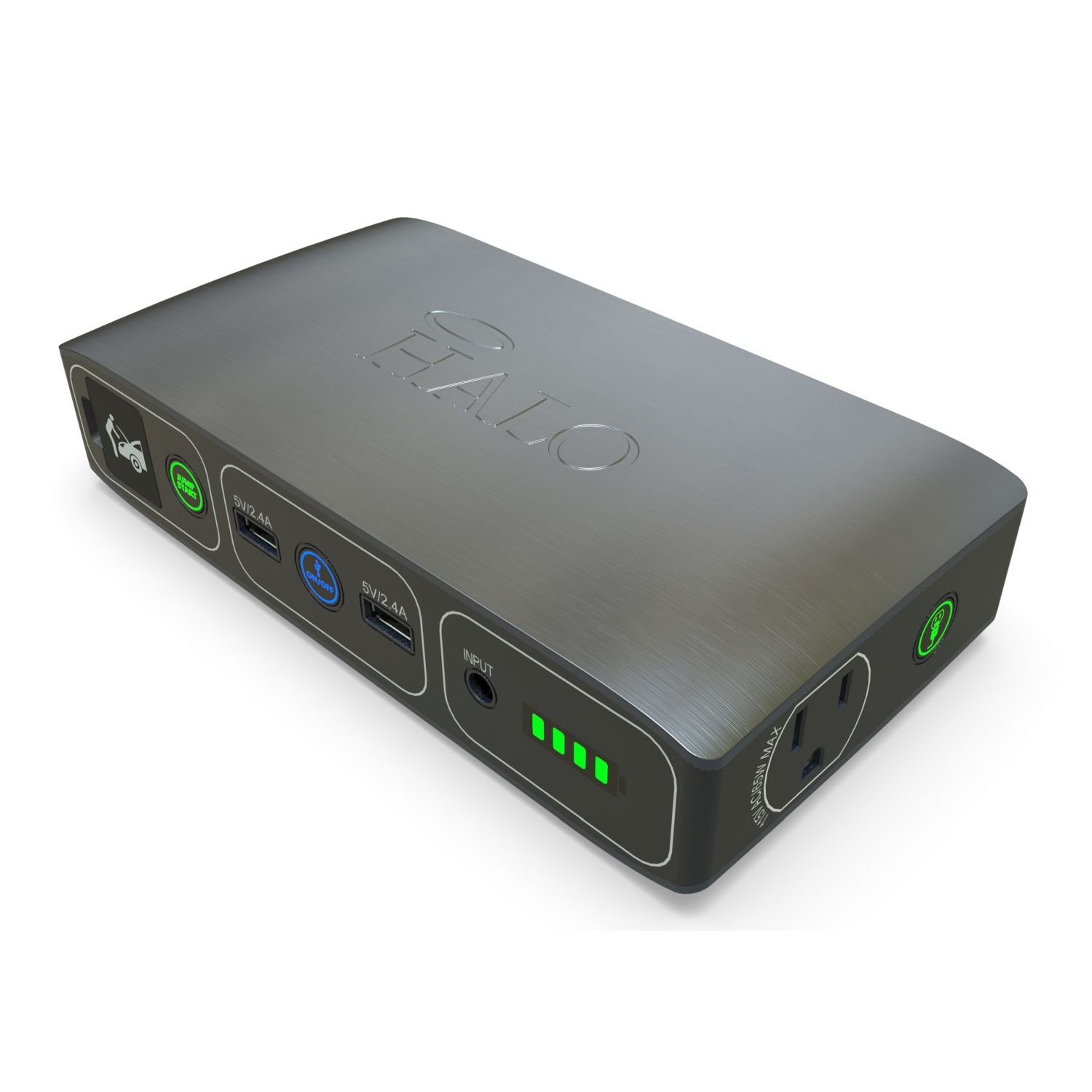 HALO Bolt 58830 mWh Portable Power Bank - Phone & Laptop Charger, Car Jump Starter with AC Outlet, USB & Car Charger (Grey) - Emergency Power for Camping, Travel & Road Trips