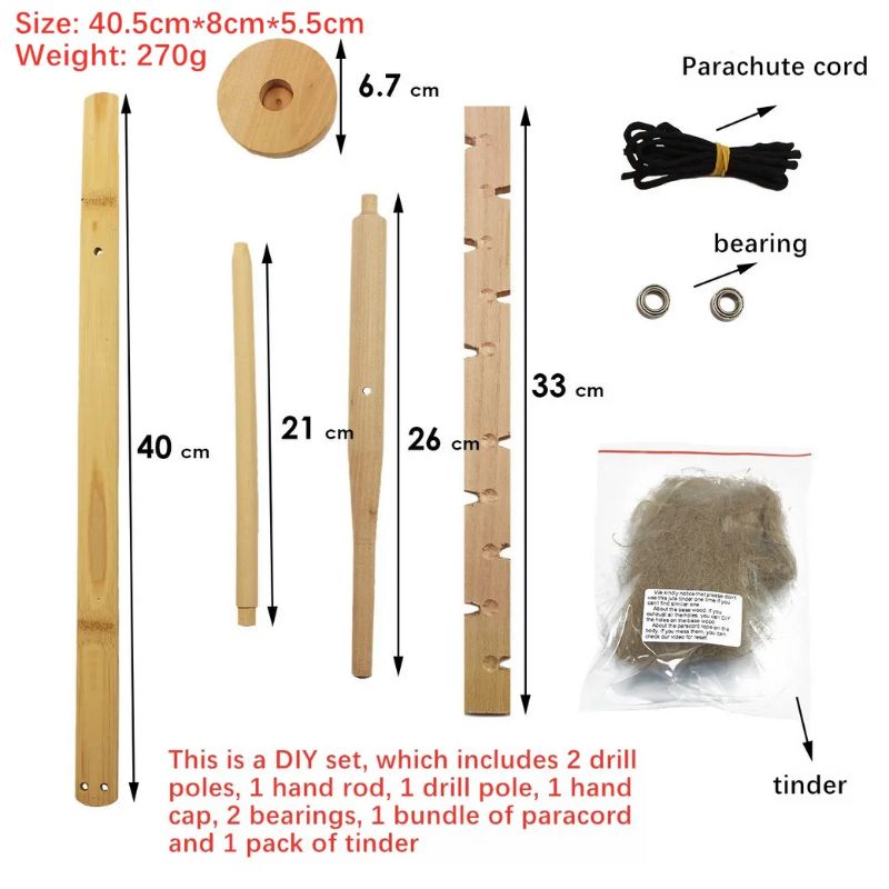 Premium Bow Drill Fire Kit - Handmade Survival Fire Starter for Camping, Bushcraft & Outdoor Adventures