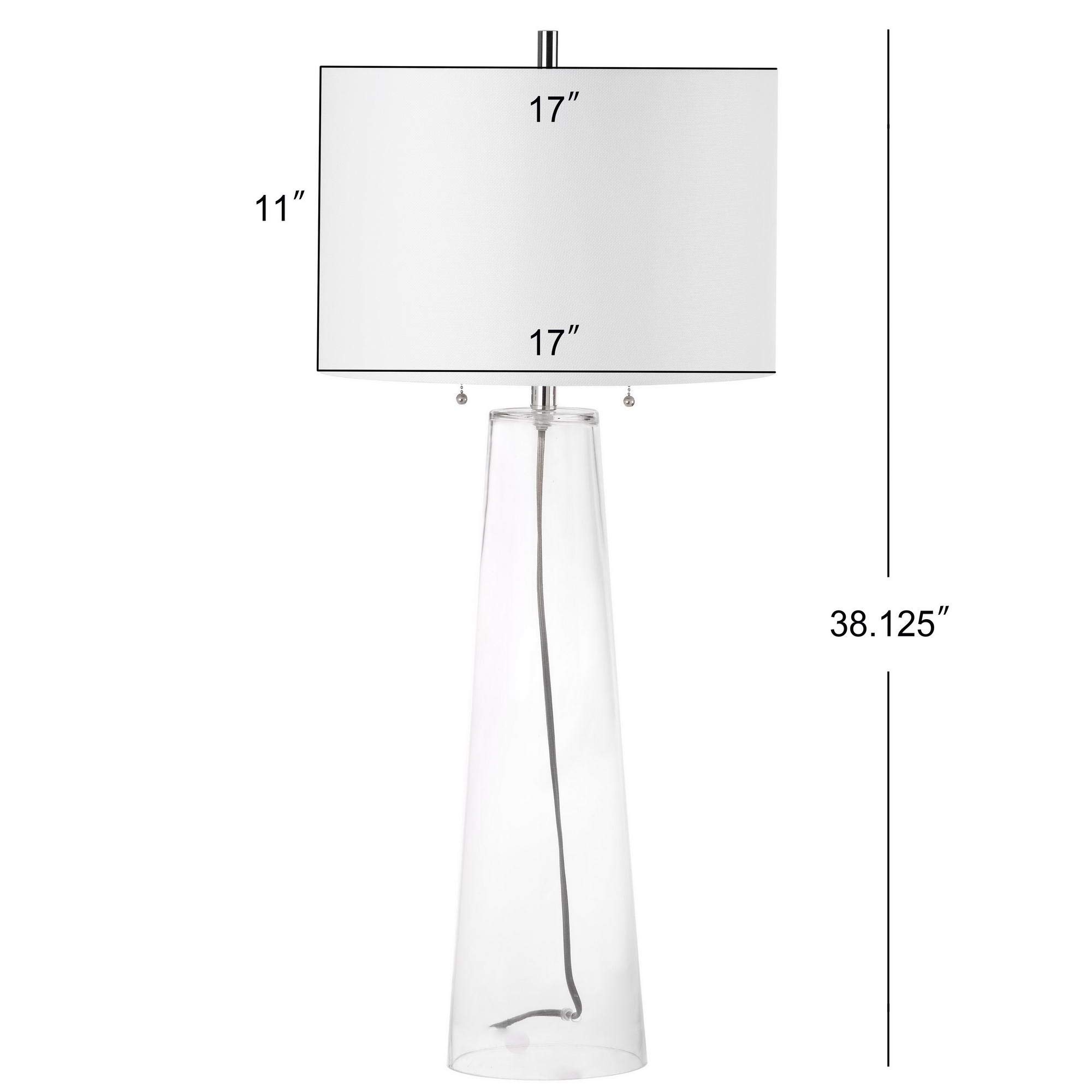 SAFAVIEH Myrtle Modern Clear Glass Pull Chain Table Lamp - 38 Inch Set of 2 with LED Bulbs for Bedroom, Living Room, Home Office & Nightstand Lighting | Contemporary Home Decor Accent Light