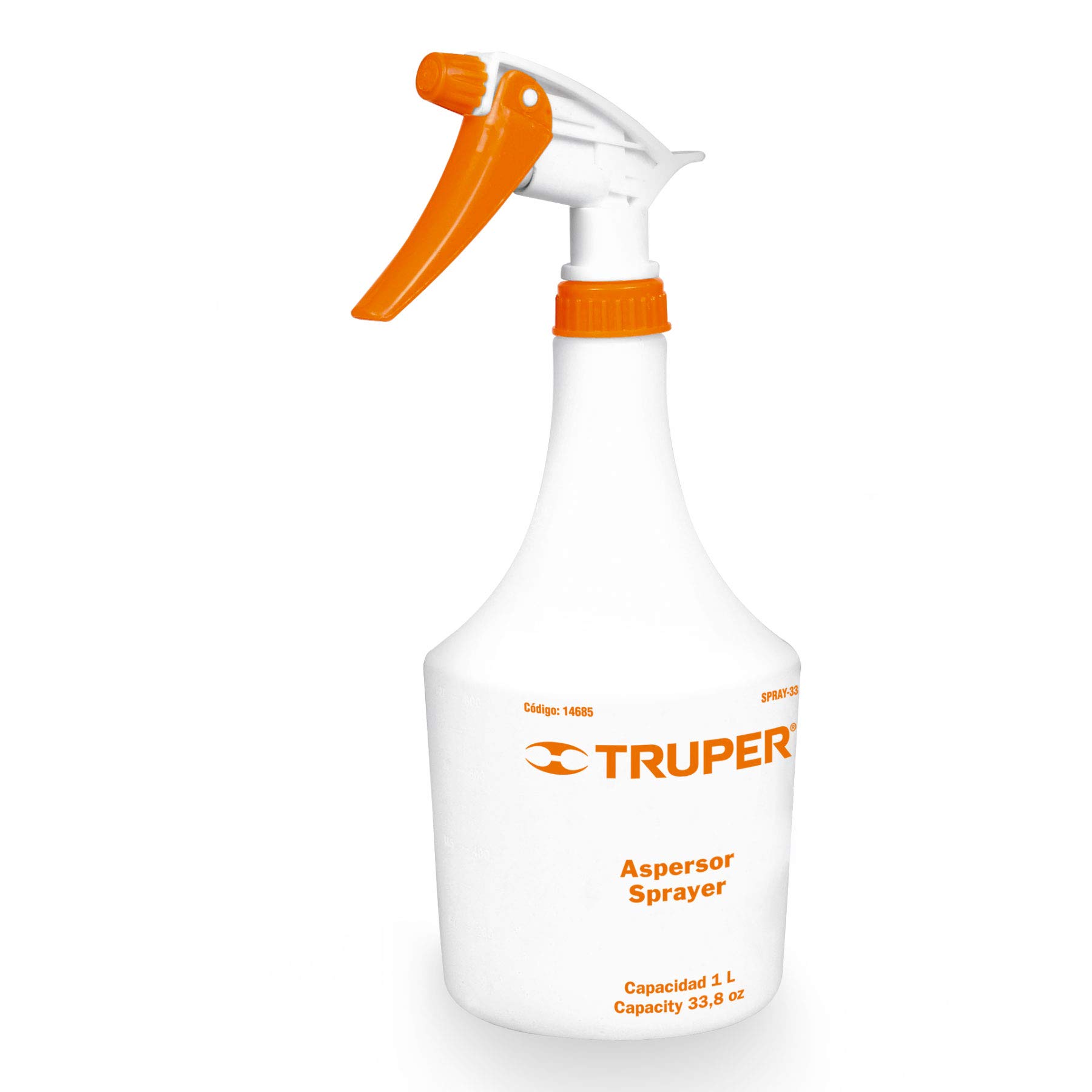 TRUPER SPRAY-33 34 oz Handheld Spray Bottle - Heavy Duty Garden Sprayer for Weed Killer, Fertilizer & Cleaning Solutions - Perfect for Lawn Care, Pest Control & Household Cleaning