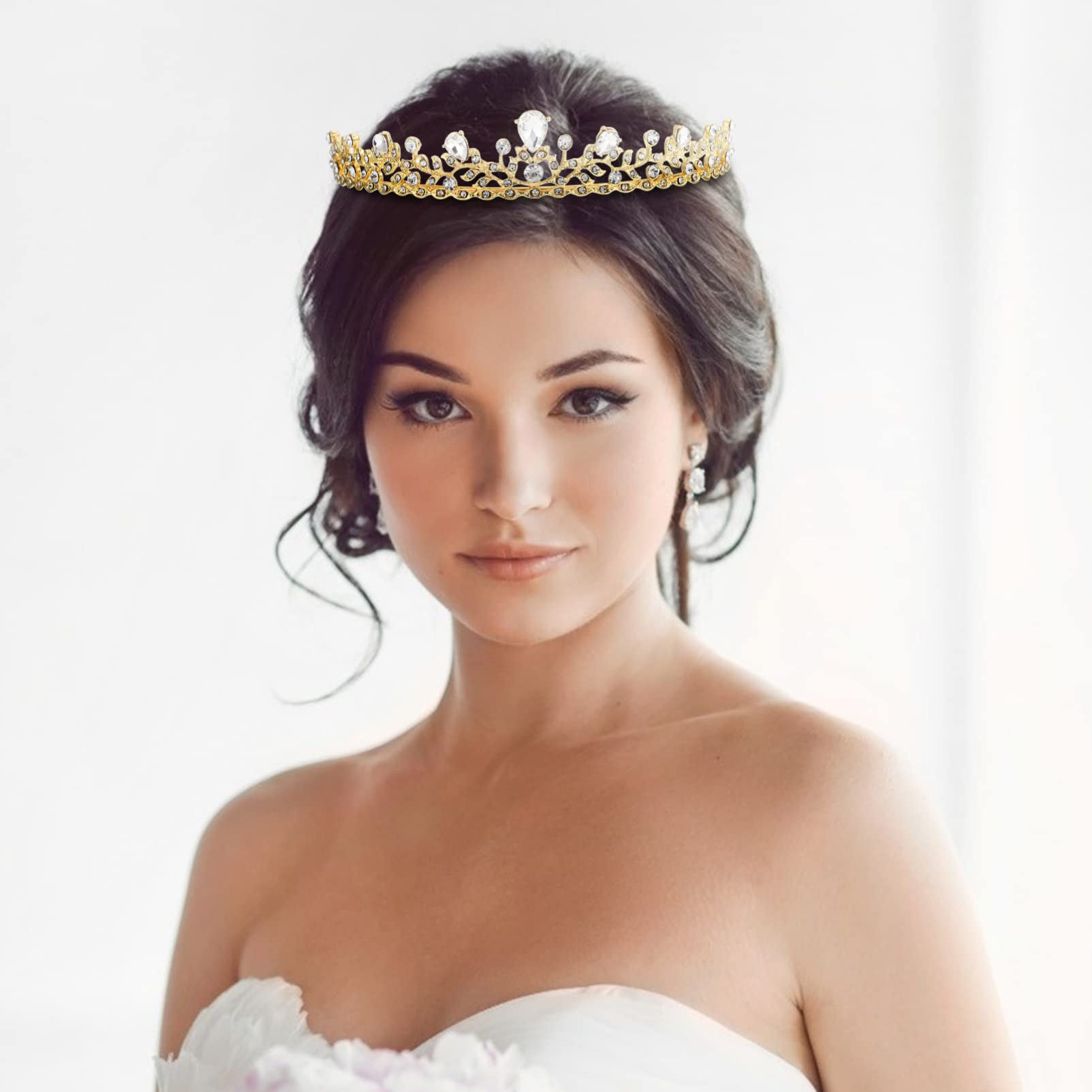 Sparkling Rhinestone Wedding Tiara for Bride - Elegant Bridal Crown Headpiece with Crystal Decor - Perfect for Bridal Showers, Weddings, and Fairy Tale-Themed Events