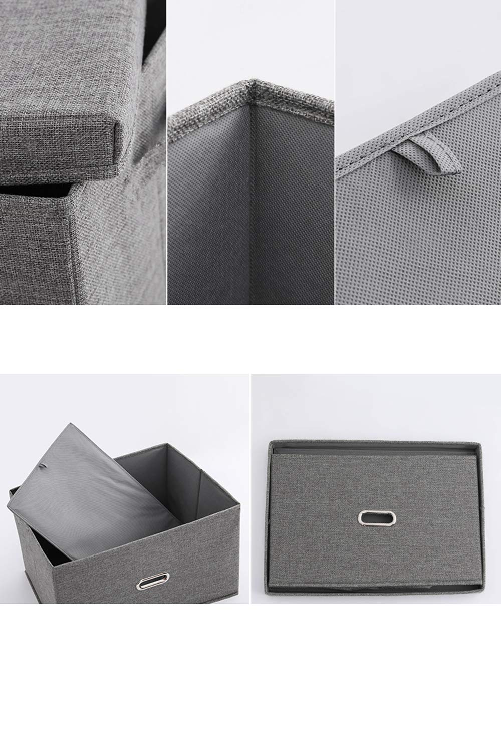 RAYLINE-DO Foldable Storage Box with Lids & Handles - Multi-Purpose Organizer for Kids Toys, Office Supplies & Home Decor | Space-Saving Grey Storage Basket for Bedroom, Playroom & Closet Organization