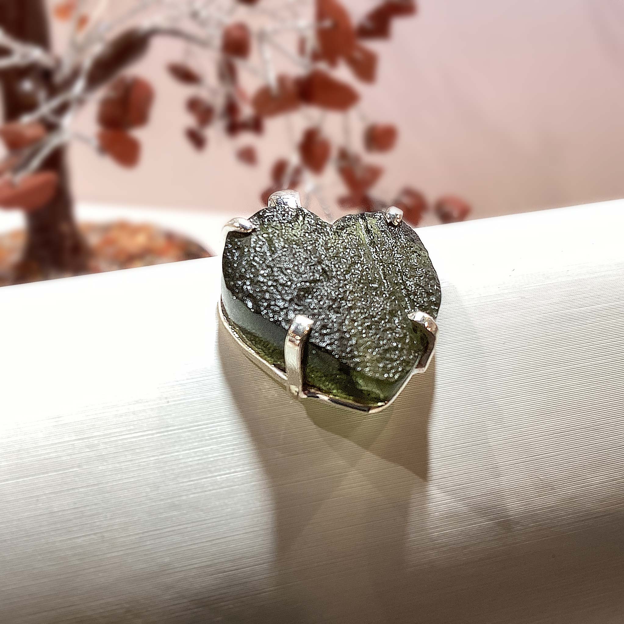 Genuine Moldavite Heart Pendant Necklace - 925 Sterling Silver Chain 20