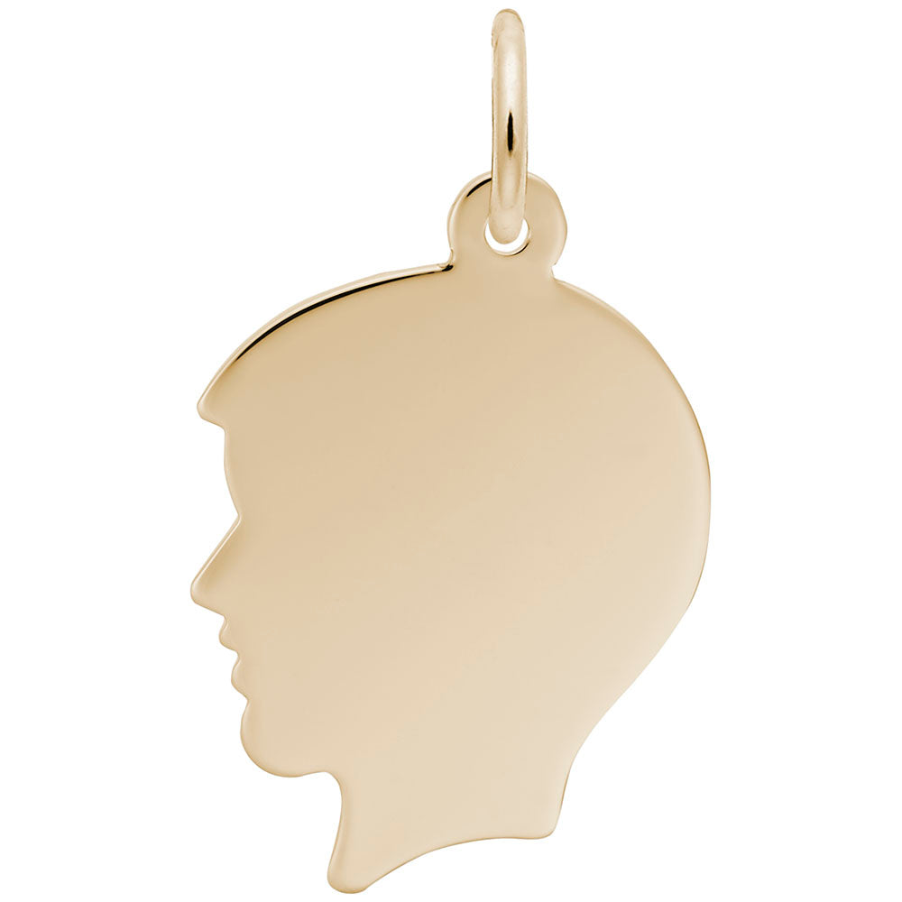 14K Gold Flat Boy's Head Charm Pendant - Dainty Minimalist Jewelry for Boys, Kids & Teens - Perfect for Necklaces, Bracelets & Gifts