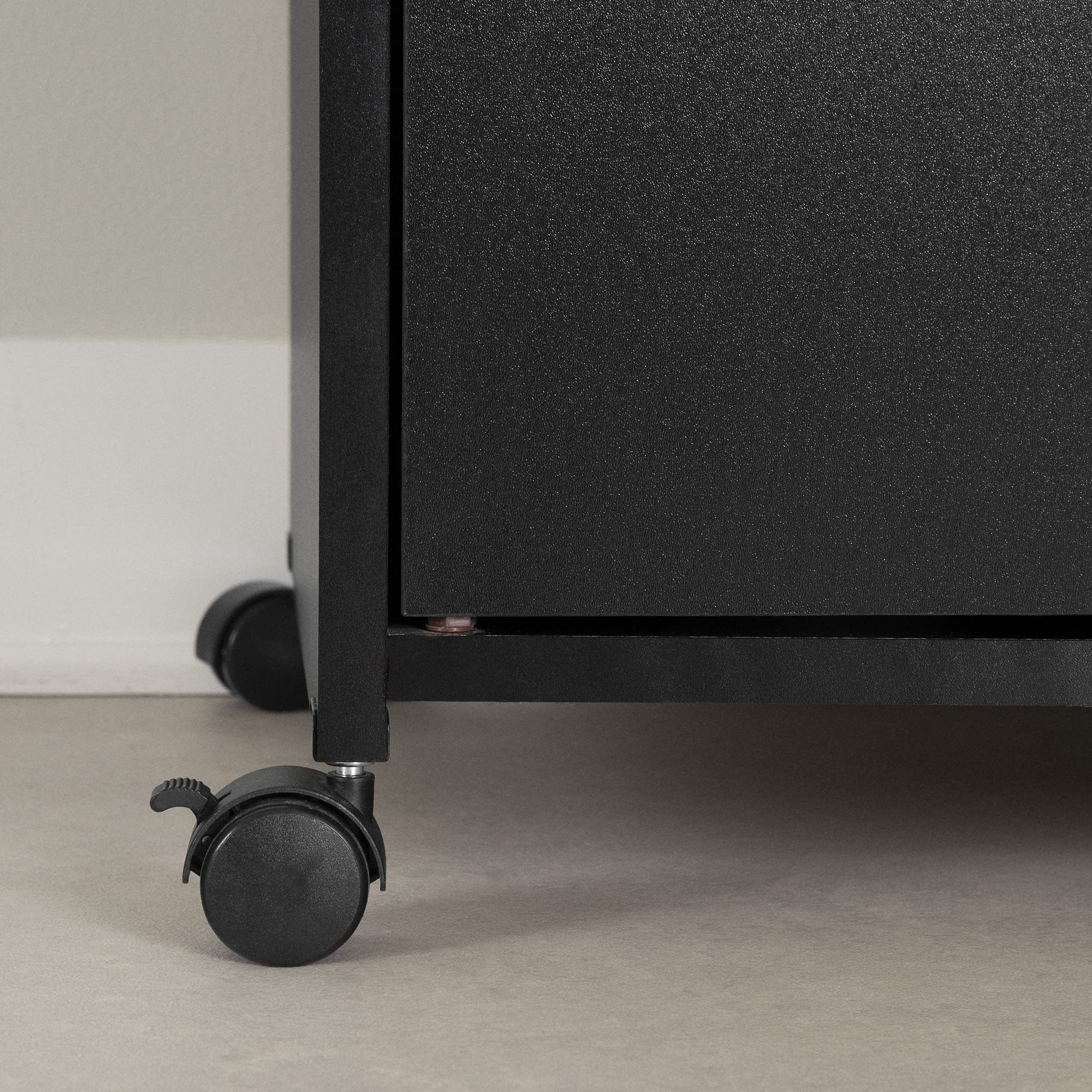 South Shore 2-Door Mobile Printer Stand with Storage - Pure Black, 19.75