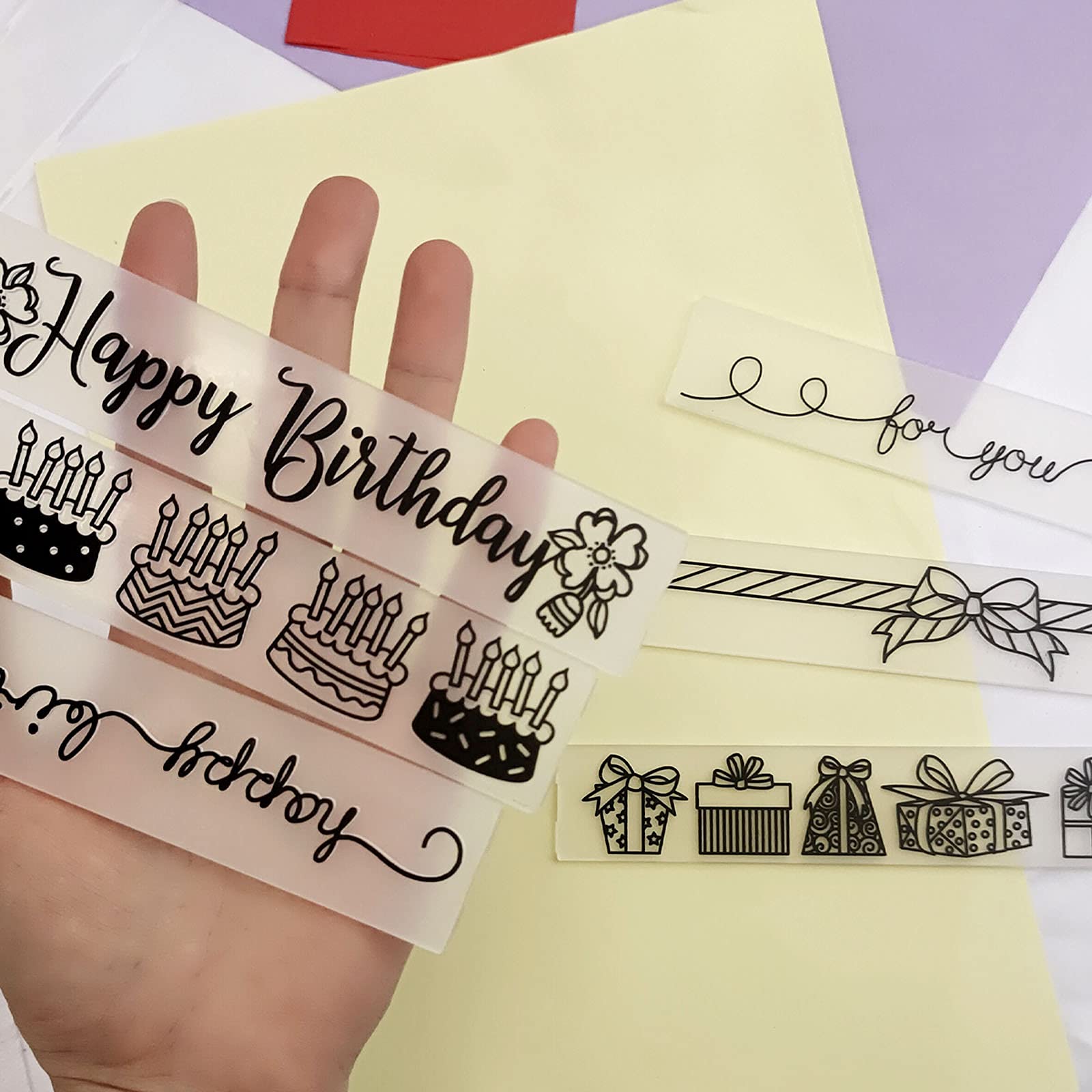 6Pcs Happy Birthday Embossing Folders for DIY Craft - Plastic Gift Template, Cake Mold for Paper Card Making, Scrapbooking, Photo Album Decoration | Perfect for Birthday Cards, Invitations, and Handmade Gifts