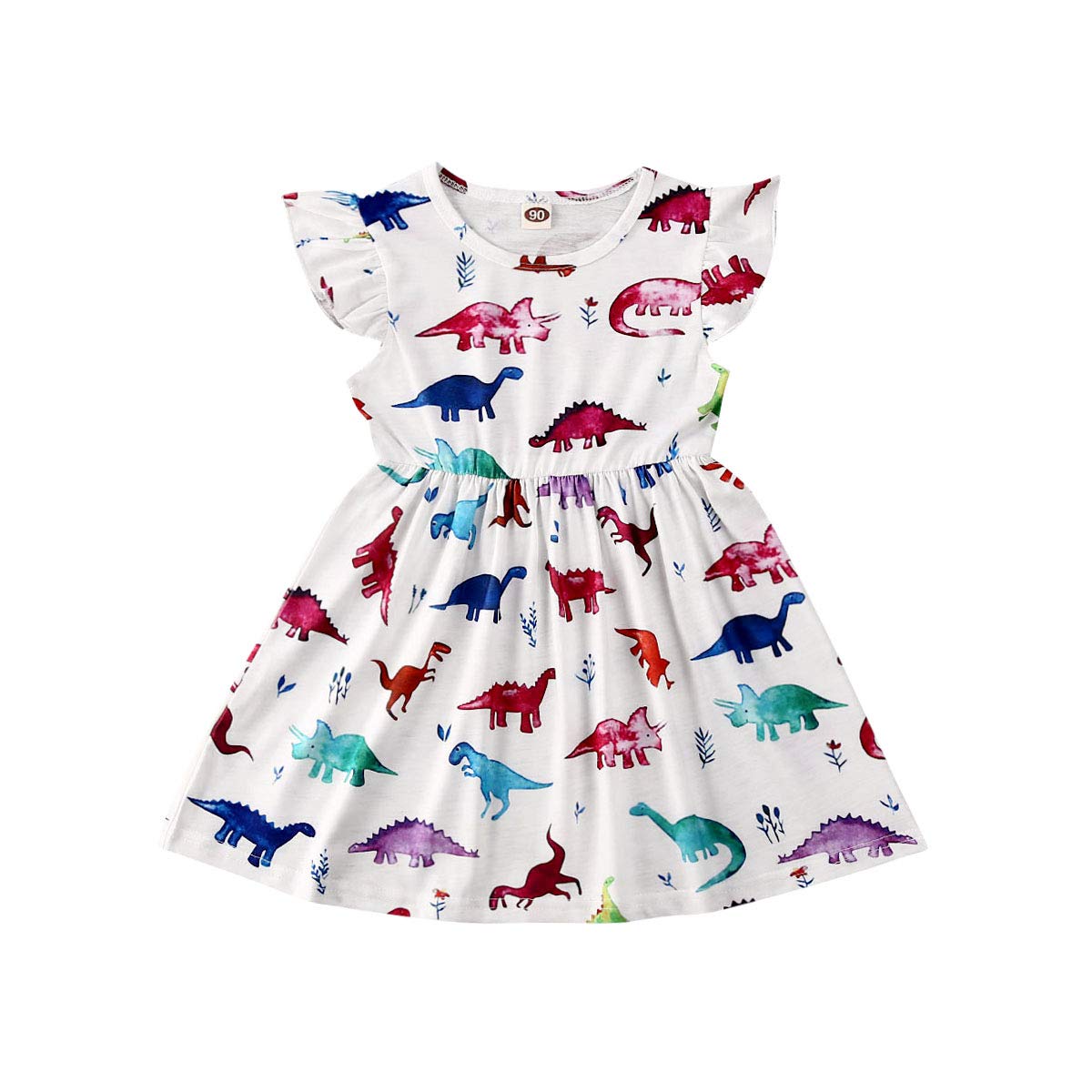 Rainbow Striped Ruffle Sleeve A-Line Sundress for Toddler Girls | Casual Summer Dress for Outdoor Play, Beach & Birthday Parties