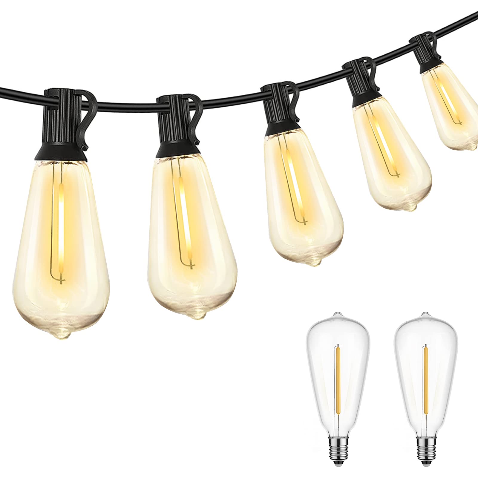Afirst 20FT Outdoor LED String Lights with 22 Shatterproof Bulbs (2 Spare) - Waterproof Connectable Edison Bulb Lights for Backyard, Porch, Patio, Garden & Wedding Decor
