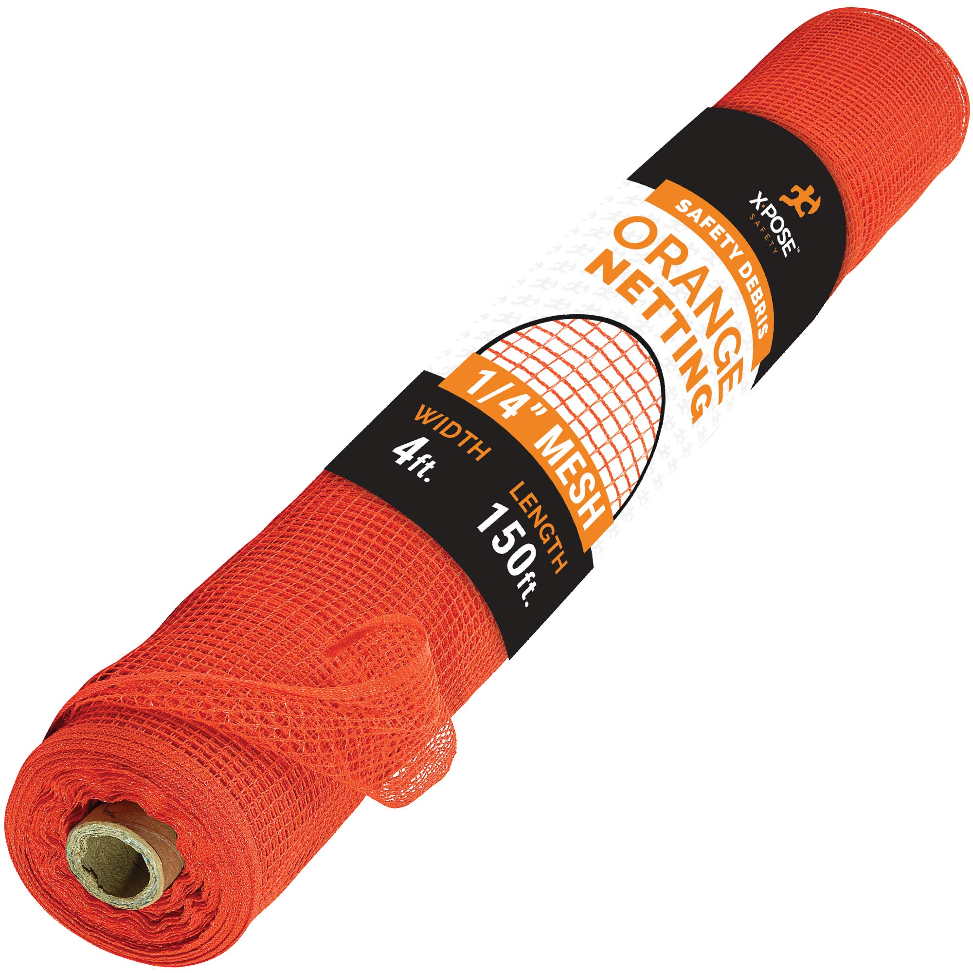 Heavy Duty Construction Safety Debris Netting - 4ft x 150ft Orange Fire Retardant Scaffold Net, 1/4