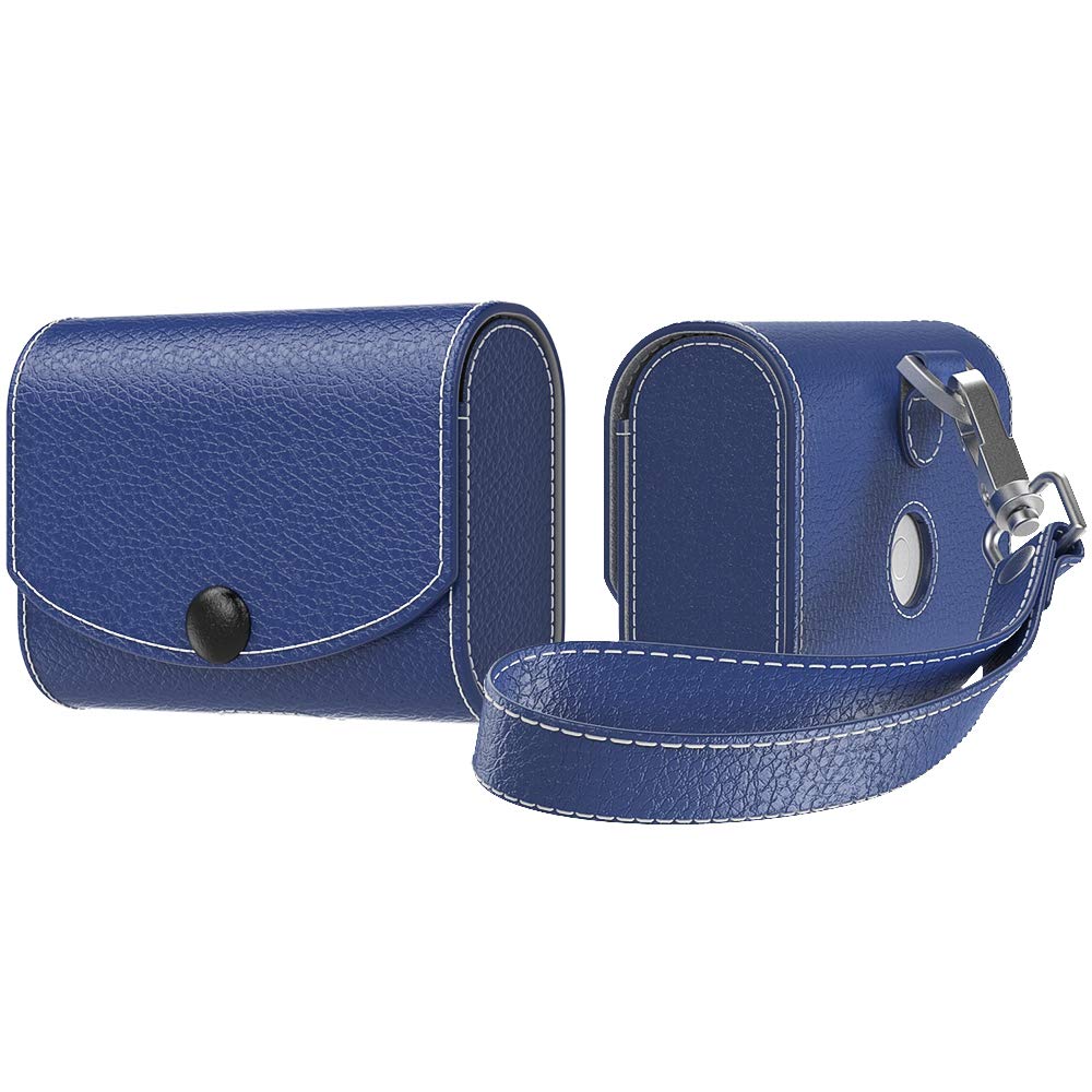 MoKo Magnetic Snap Closure PU Leather Protective Case for AirPods Pro (2019) - Fashionable Full Cover with Carrying Strap, Indigo | Perfect for Travel, Work & Daily Use