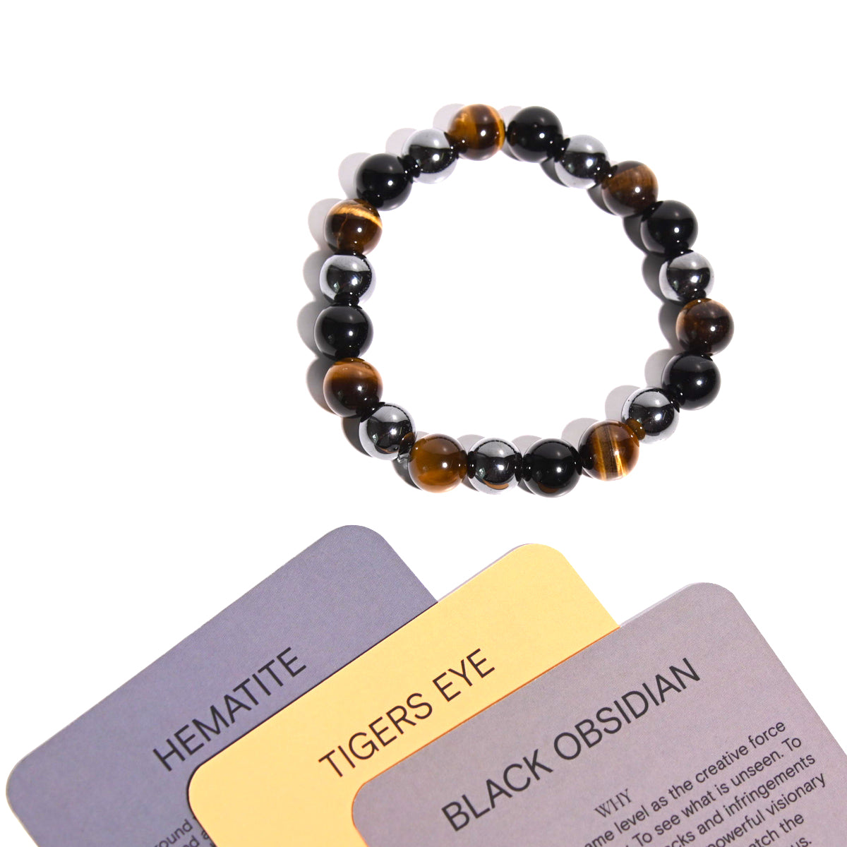 Grounded Luck Bracelet - Tiger's Eye, Hematite & Obsidian Stone Beaded Bracelet for Protection, Wealth & Positive Energy | Spiritual Jewelry for Men & Women | Perfect for Meditation, Yoga & Daily Wear