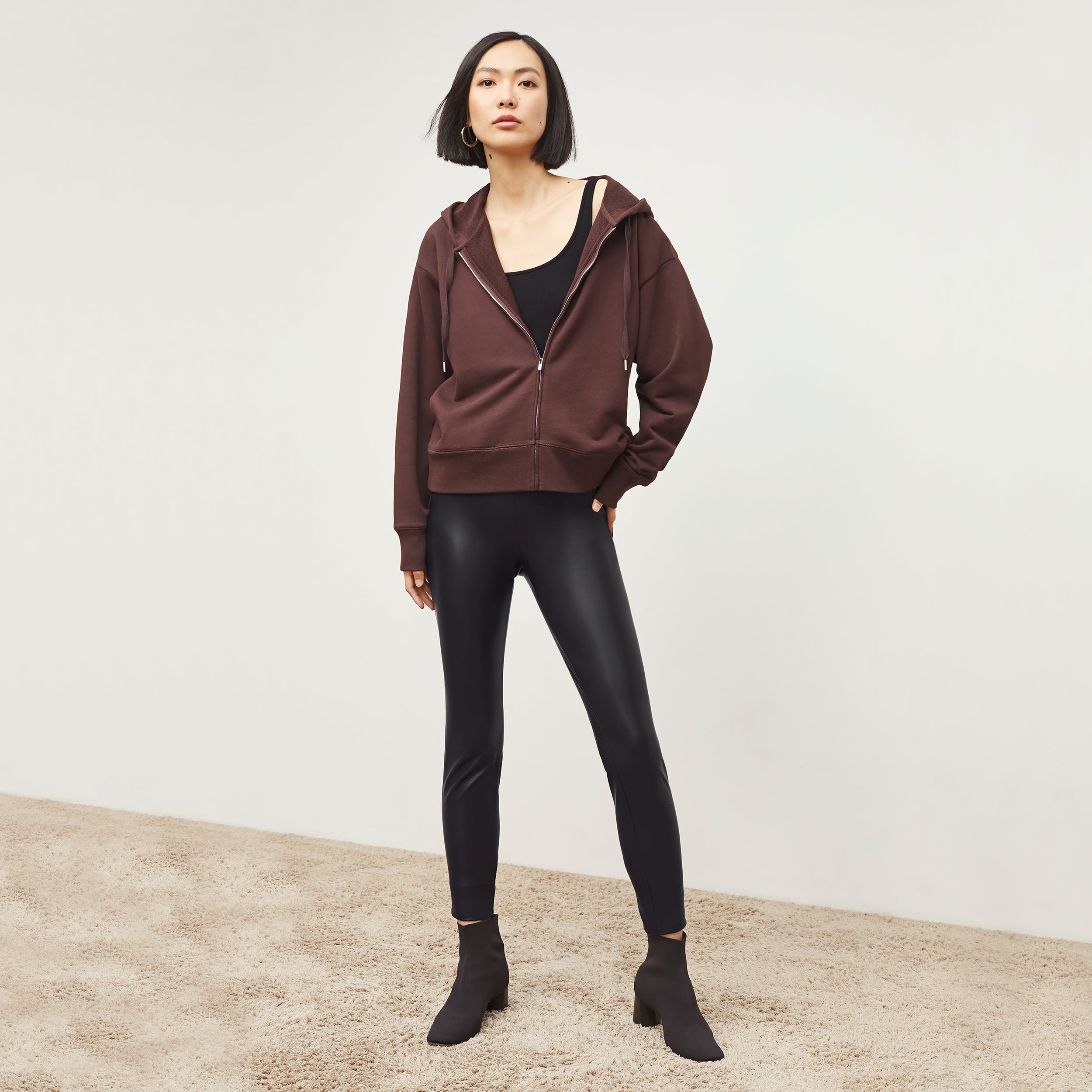 Vegan Stretch Leather Harrington Legging - High Waist Black Faux Leather Pants for Women | Perfect for Workout, Yoga, and Casual Wear