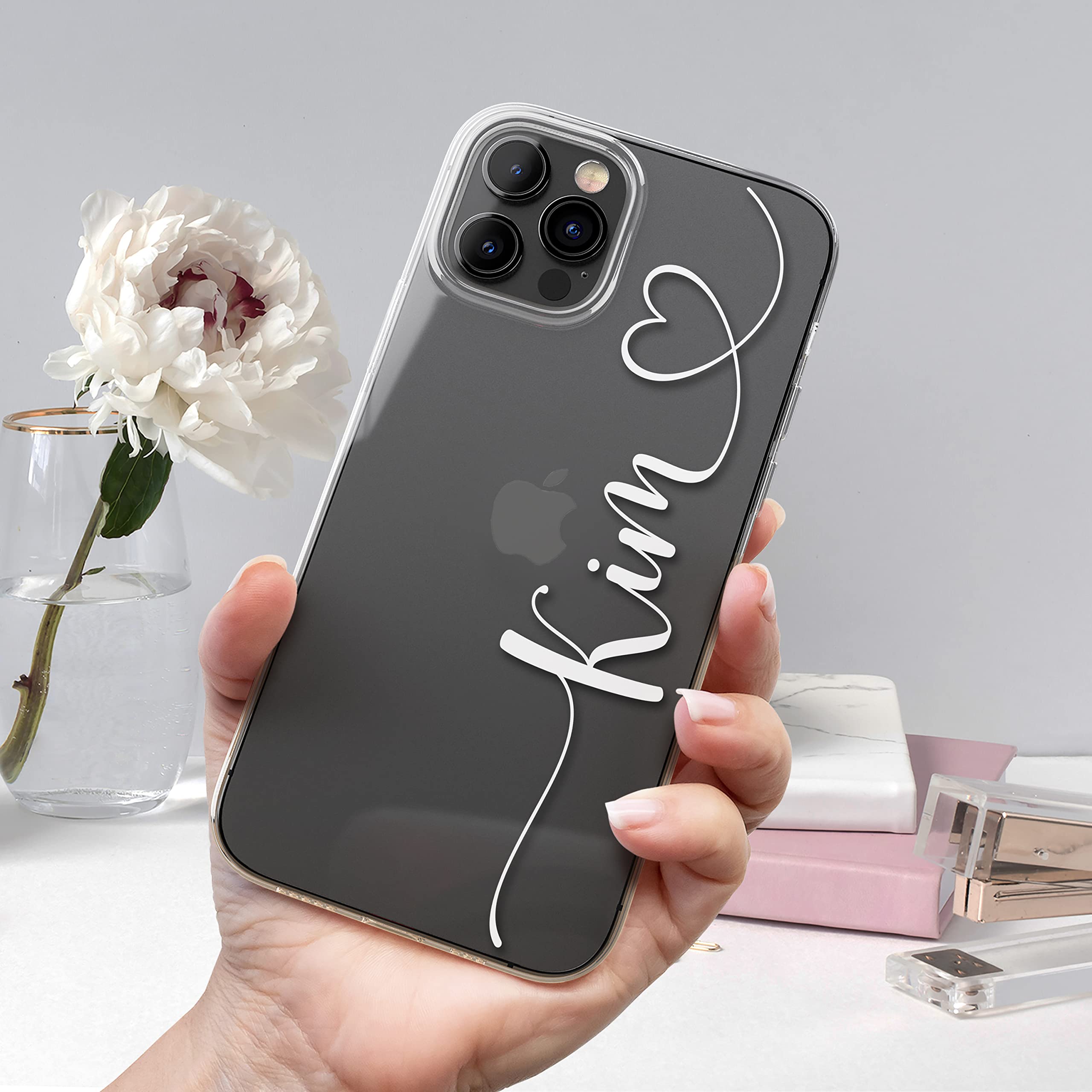 Custom Name Handwriting Font Clear Phone Case for iPhone 16 Pro Max/16e/15 Plus/14/13 mini/12/11 - Personalized Protective Cover for Everyday Use & Gifting