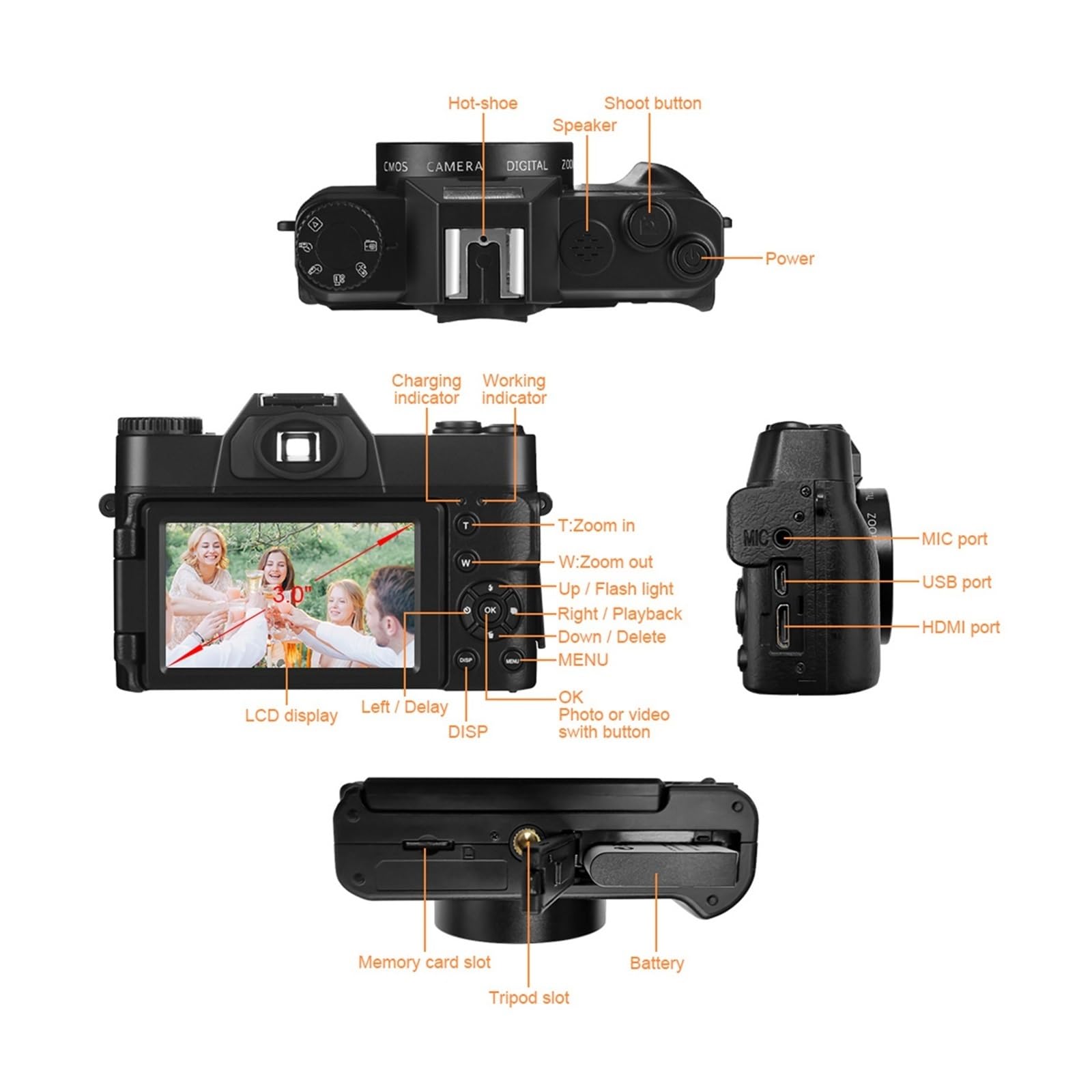 MZZYG 4K Vintage Digital Camera with Auto Focus, 52mm Wide Angle Lens & WiFi - Compact Video Camera for Photography, Vlogging, Streaming (32GB TF Card, White) - Perfect for Travel, YouTube, and Social Media Content Creation