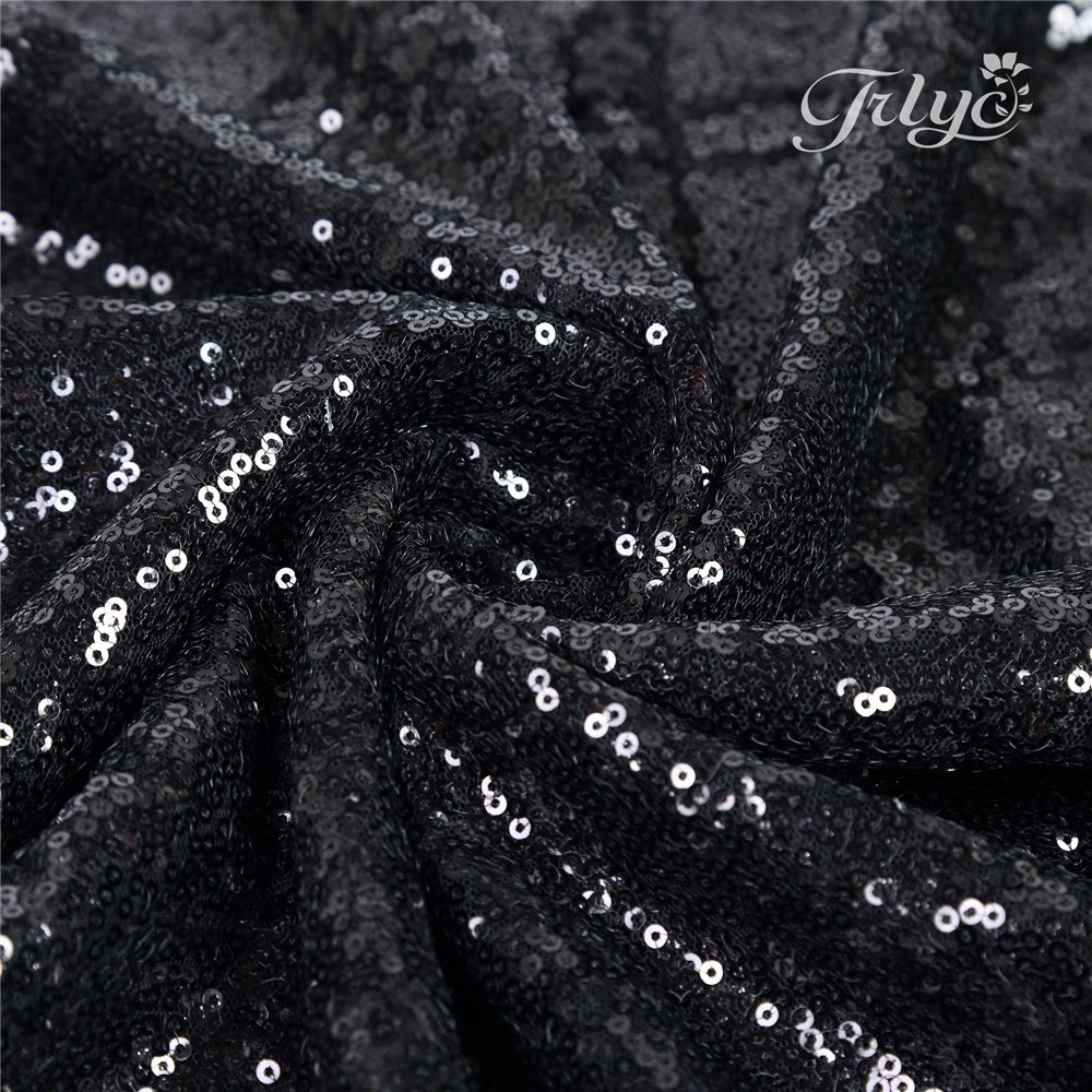 Sparkly Black Round Sequin Tablecloth 120