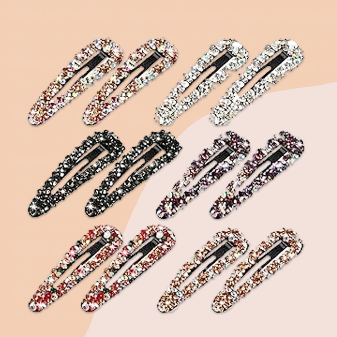 Myra Collection 6-Piece Sparkling Crystal Hair Clips Set - Large Rhinestone Hair Accessories for Women & Girls - Perfect for Weddings, Parties & Everyday Glamour