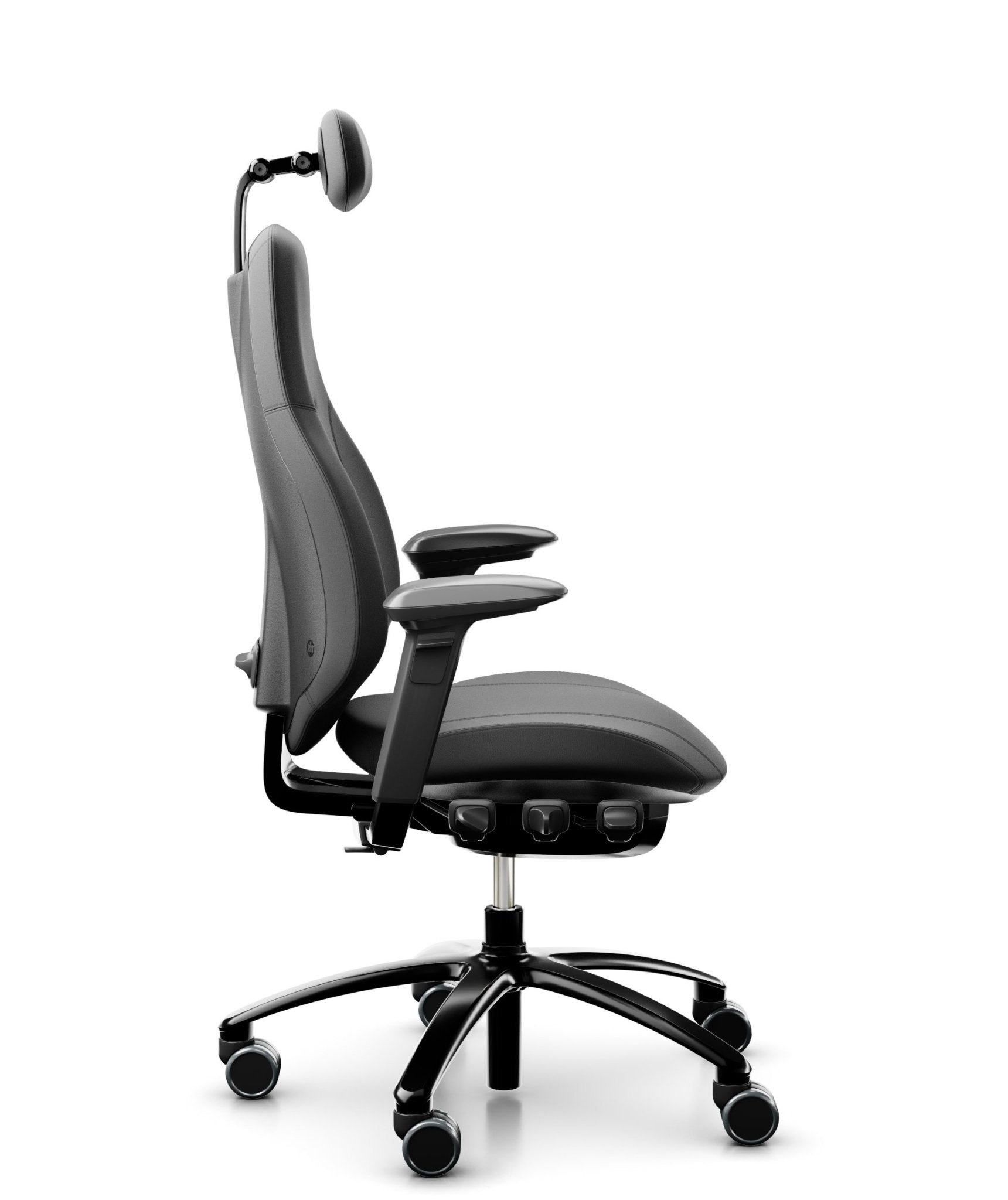 RH Mereo 220 Black Leather Office Chair - Ergonomic Executive Desk Chair with Adjustable Height & Lumbar Support for Home & Office Workspace