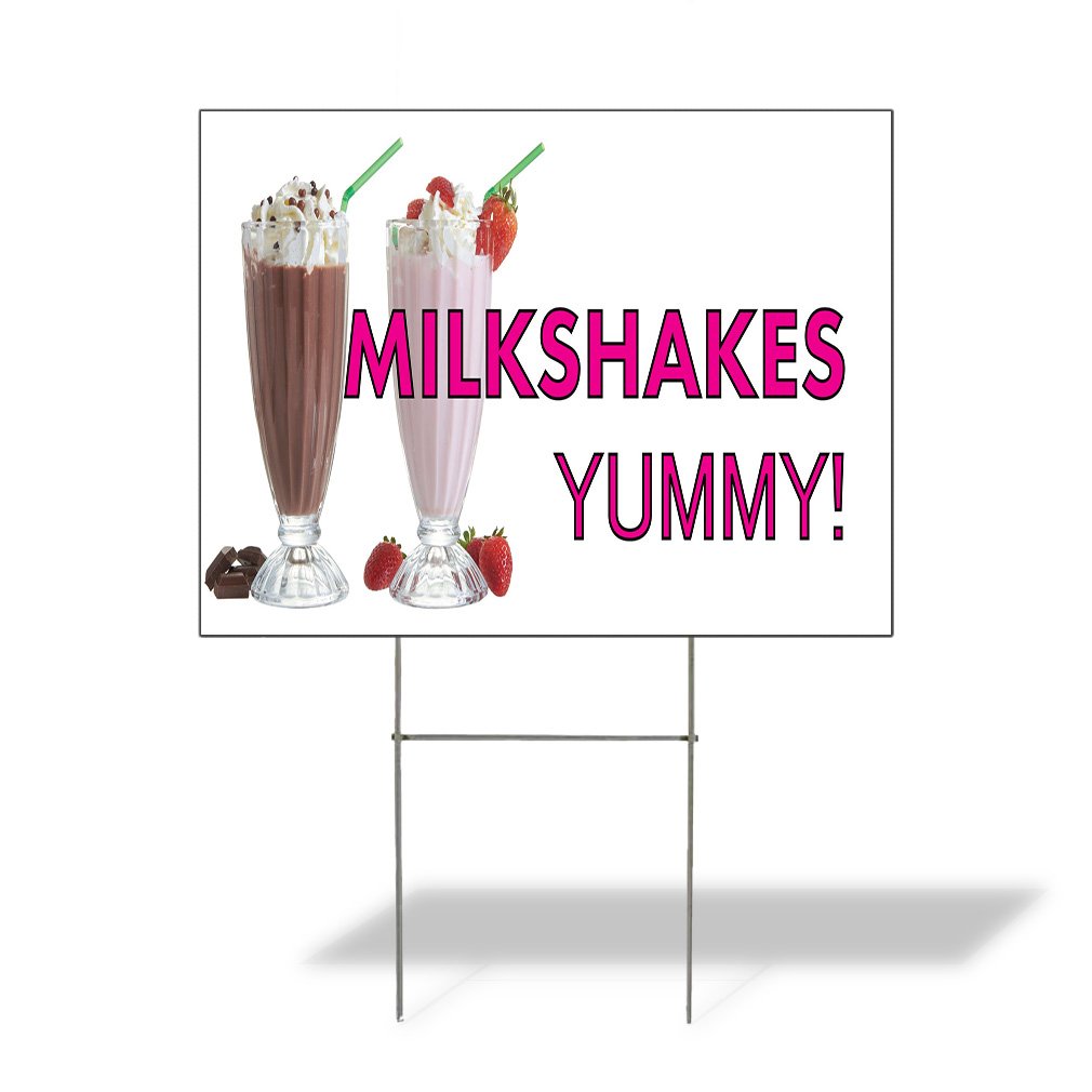 24x18 Inch Weatherproof Yard Sign - Custom Advertising Print for Milk Shakes & Pastries | Durable White Lawn & Garden Signage (1-Sided) | Perfect for Bakeries, Cafés & Outdoor Events