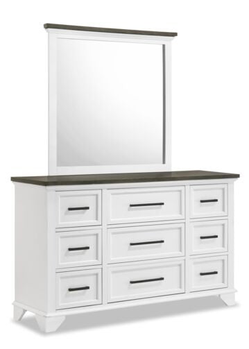 Abigail 6-Piece Queen Bedroom Set in White & Grey - Complete Bedroom Furniture Package for Master Bedroom or Guest Room